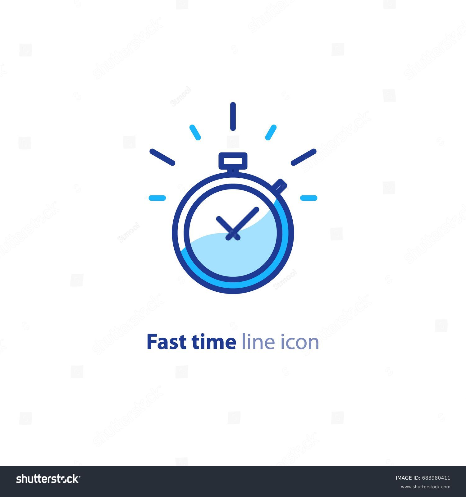 Fast time logo, stop watch speed concept, quick delivery, express and urgent services, deadline and delay, vector line icon #683980411