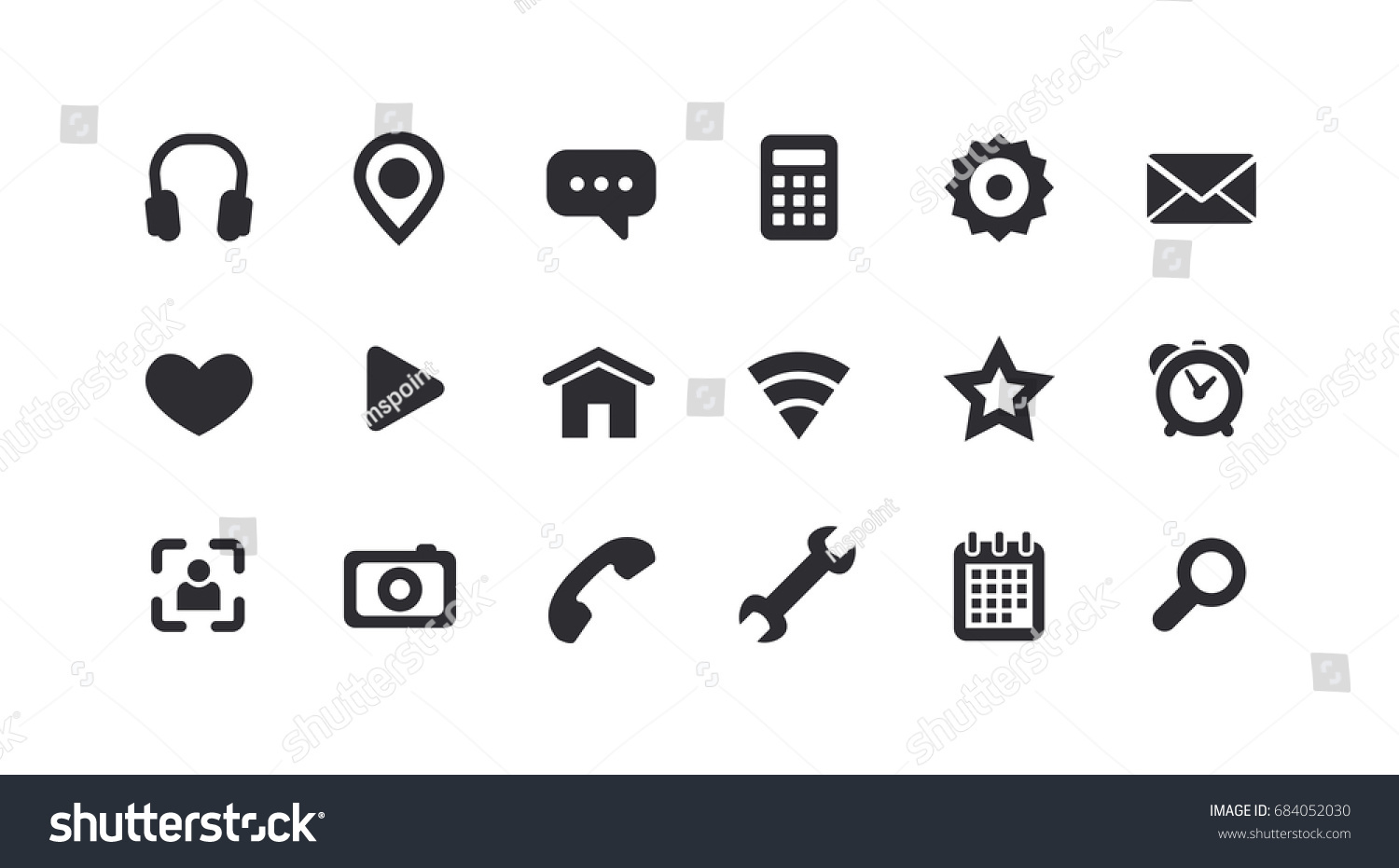 Monochrome icons for the Web. Full set. Vector - Royalty Free Stock ...