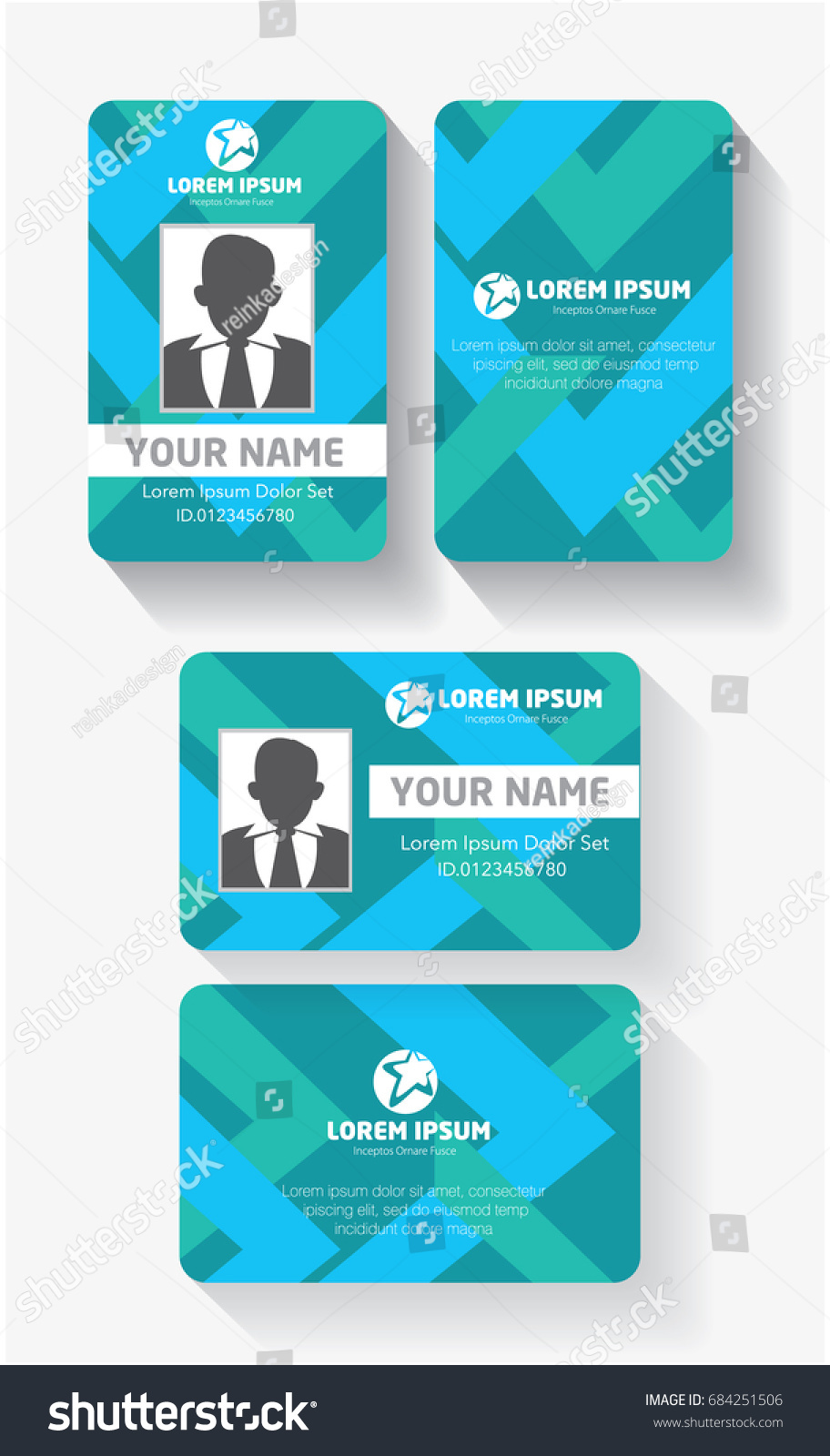 User id card set with color element and photo templates isolated vector illustration #684251506