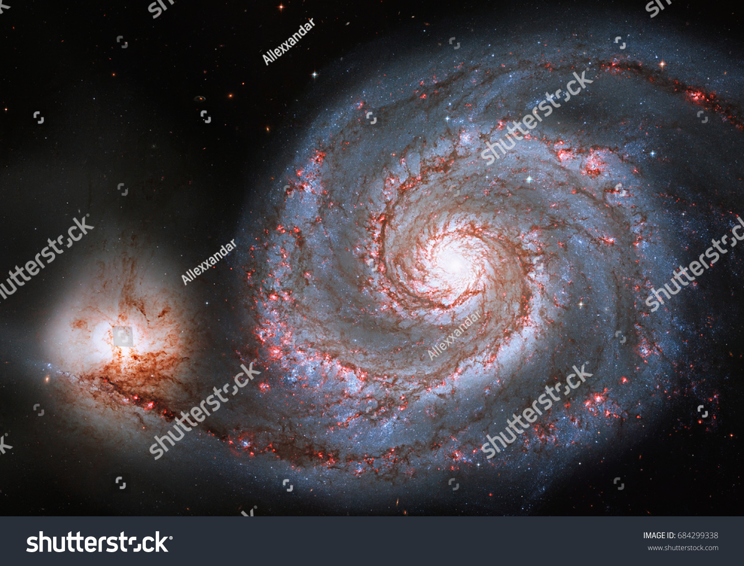 Whirlpool Galaxy. Spiral galaxy M51 or NGC 5194
Elements of this image are furnished by NASA. #684299338