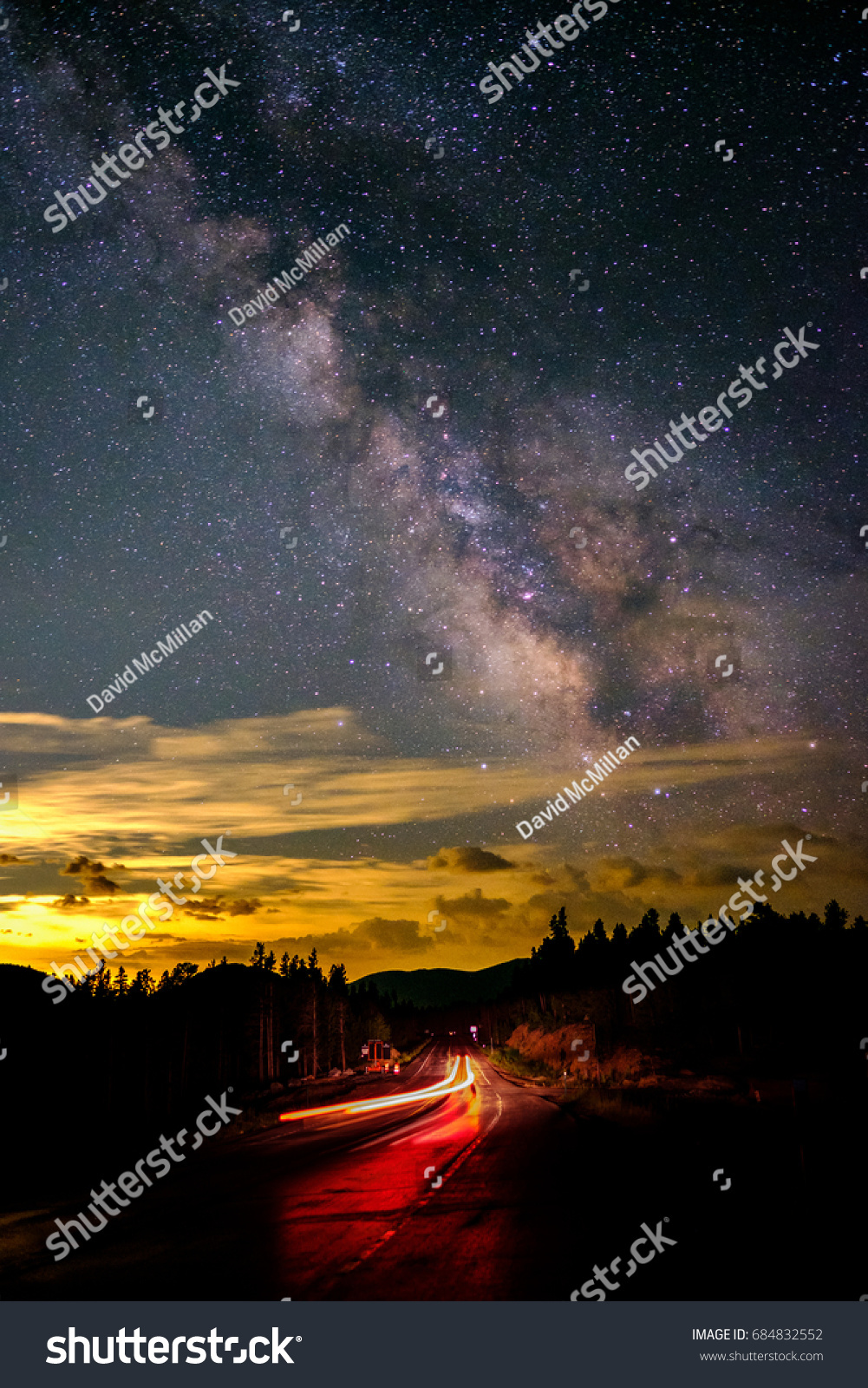 Milky Way above Colorado highway #684832552
