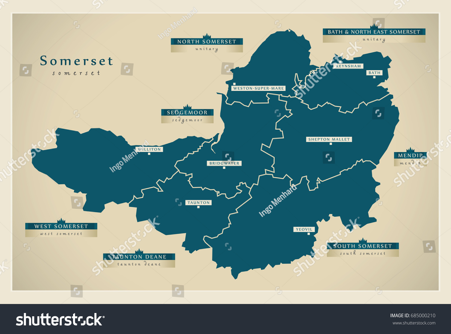 Modern Map - Somerset County With District - Royalty Free Stock Vector ...