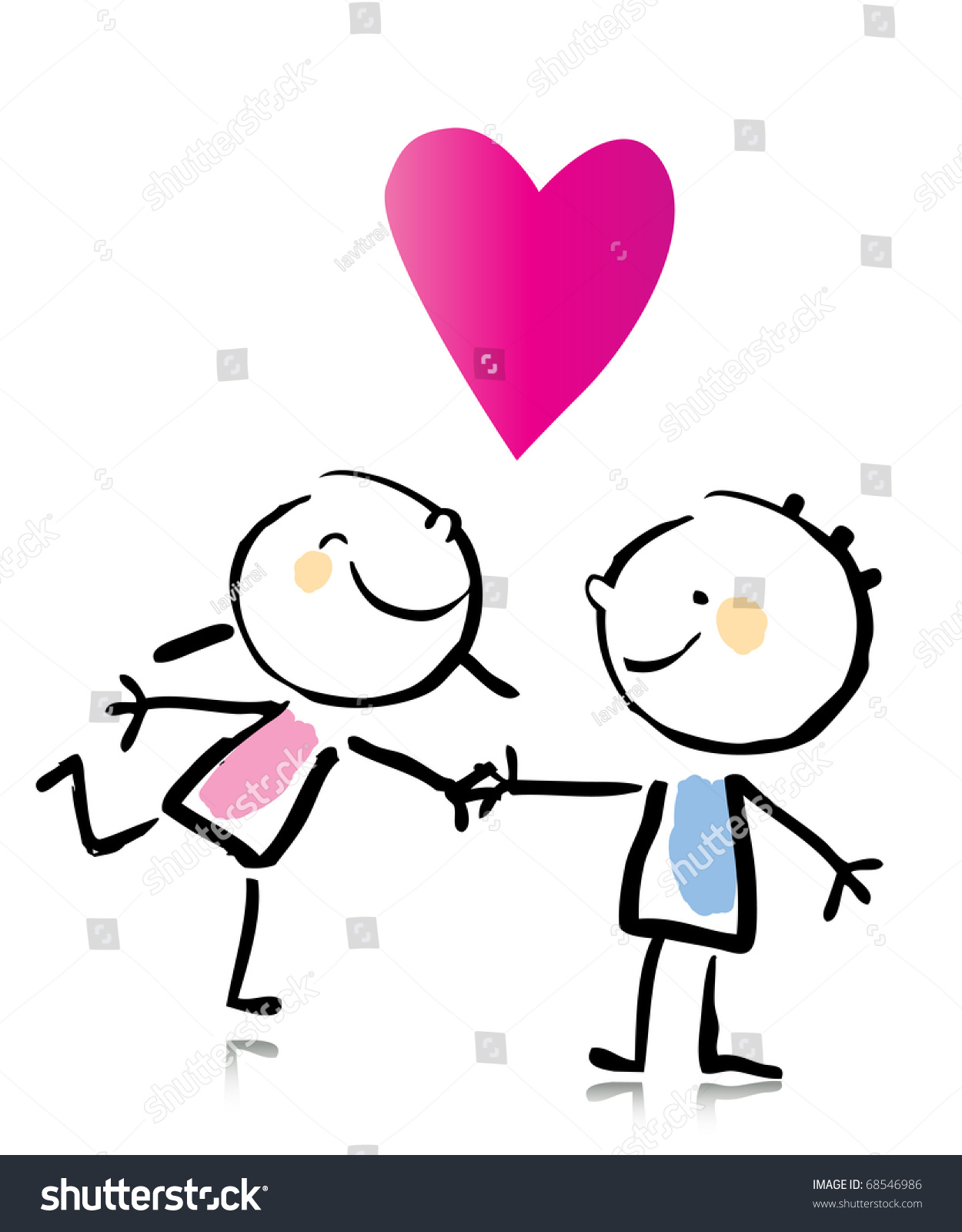 Valentines Day Cartoon Romantic People Stock Photo