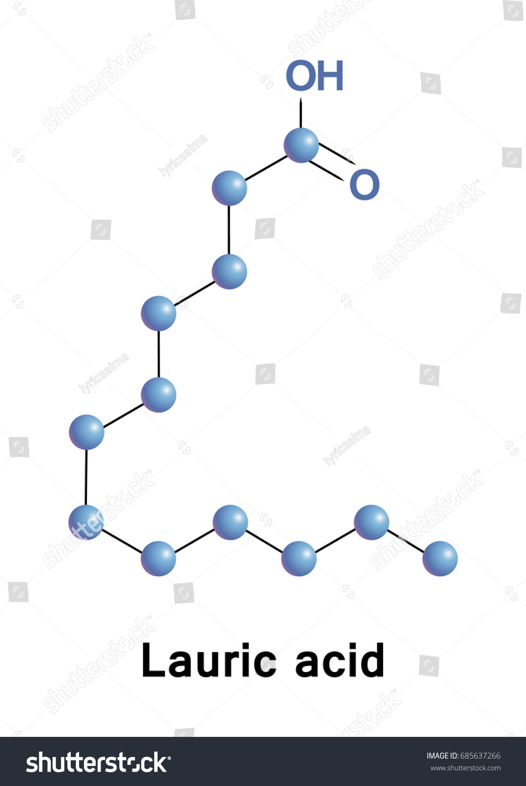 Lauric acid is a saturated fatty acid with a 12 - Royalty Free Stock ...