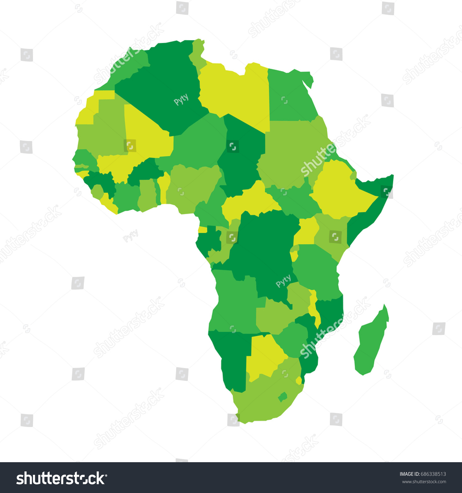 Political Map Of Africa In Four Shades Of Green Royalty Free Stock