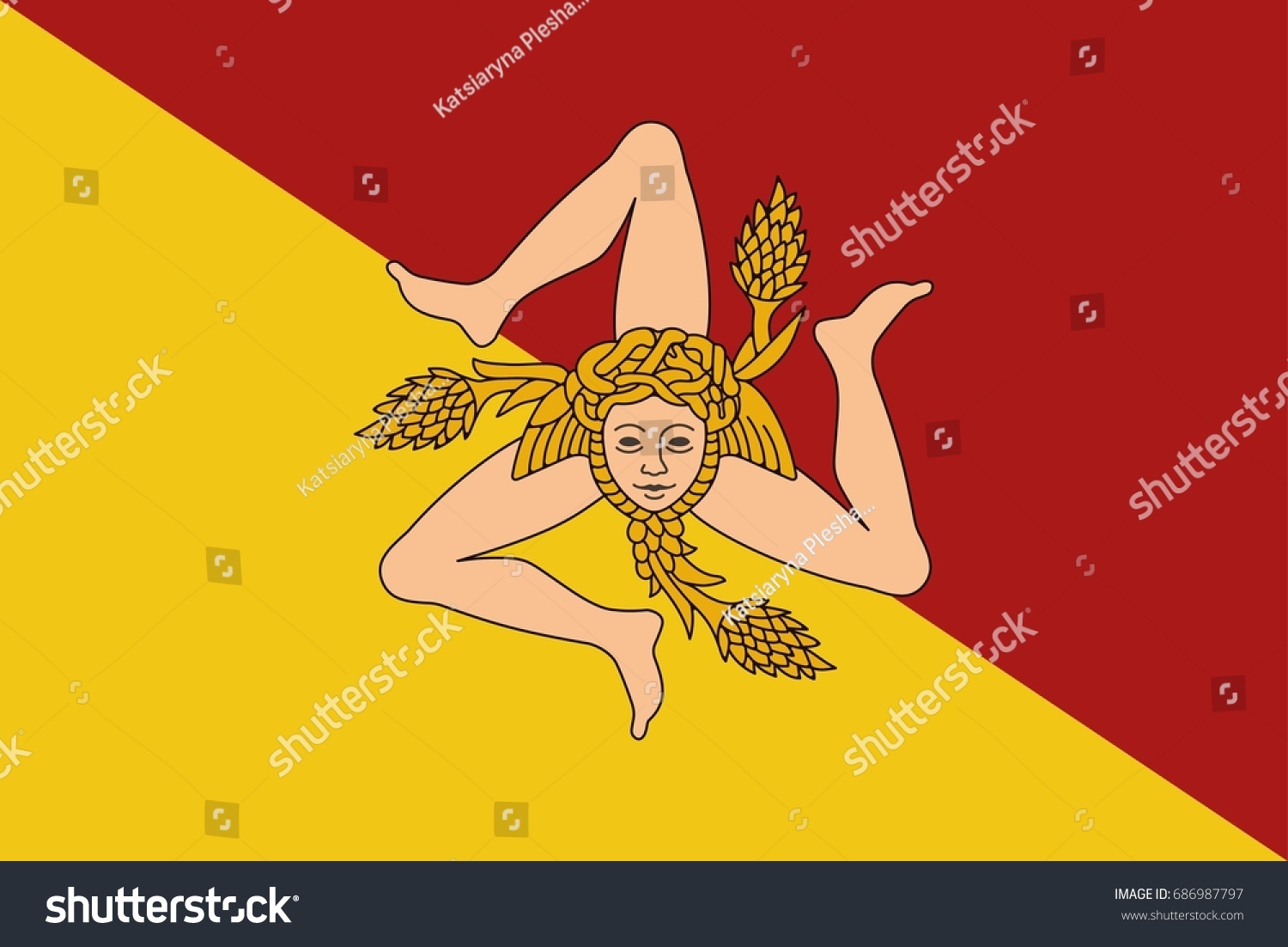 Flag Of Sicily Vector Illustration The Royalty Free Stock Vector