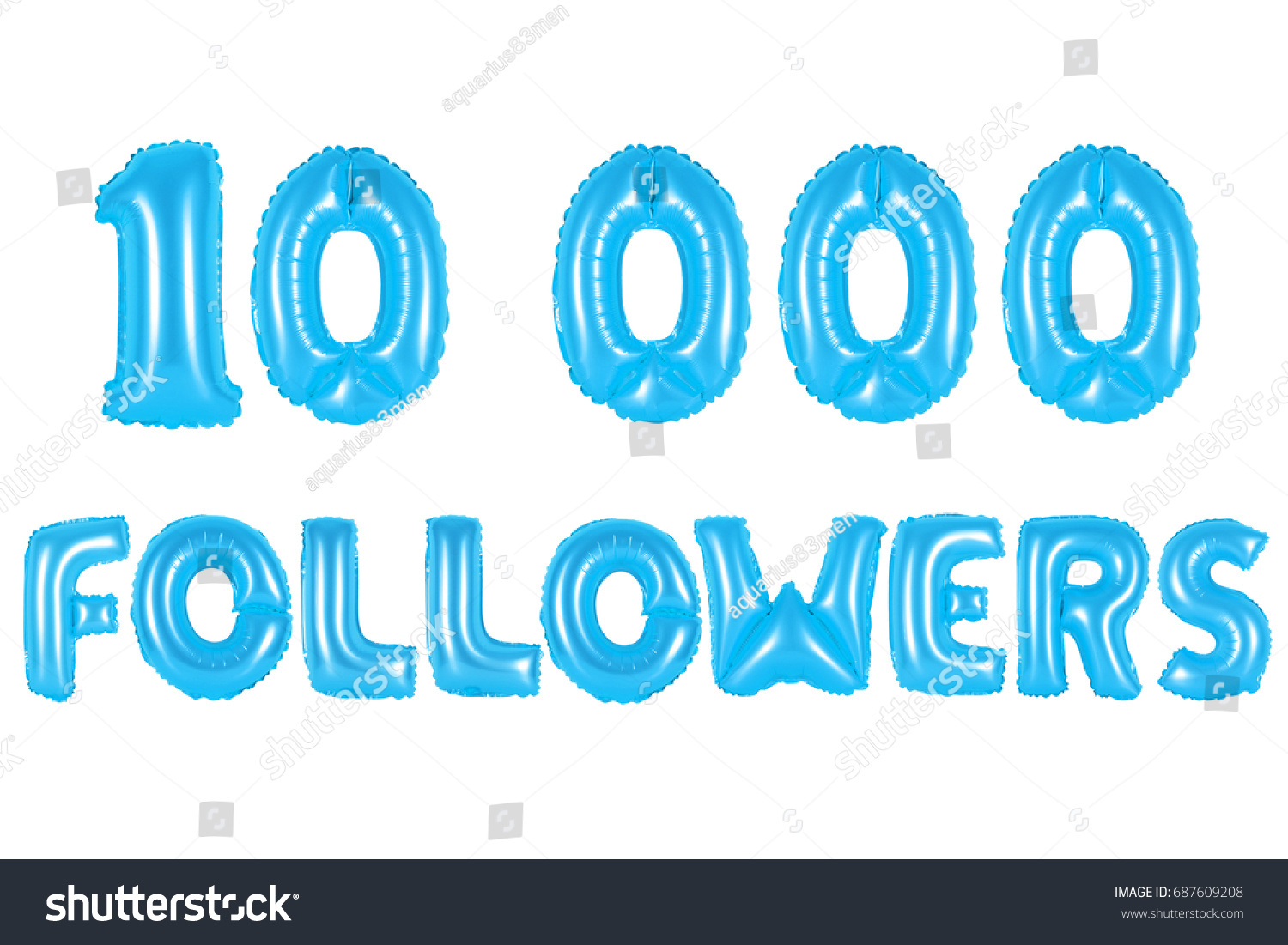 blue alphabet balloons, 10K (ten thousand) followers, blue number and letter balloon #687609208