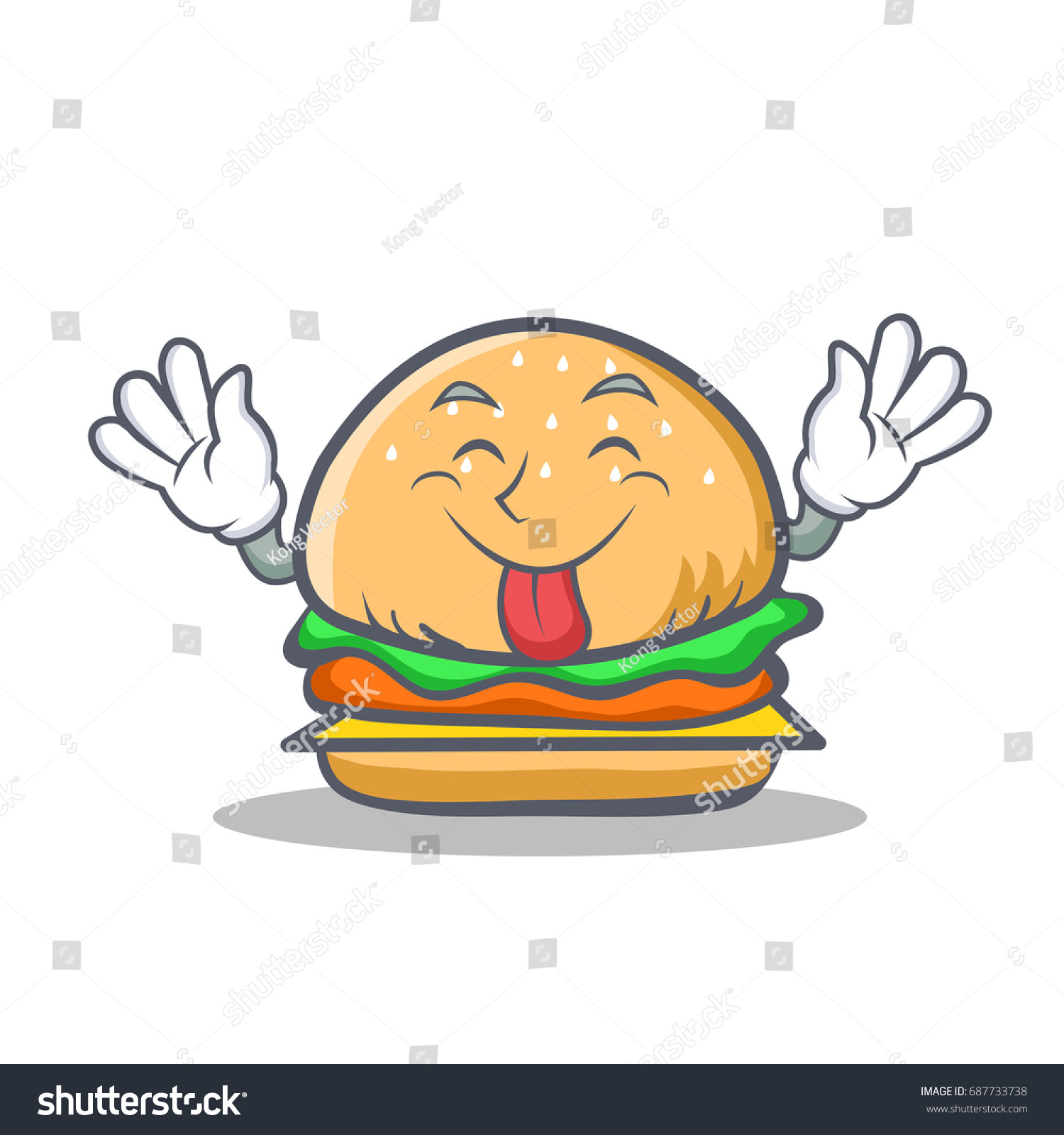 Tongue out burger character fast food - Royalty Free Stock Vector ...