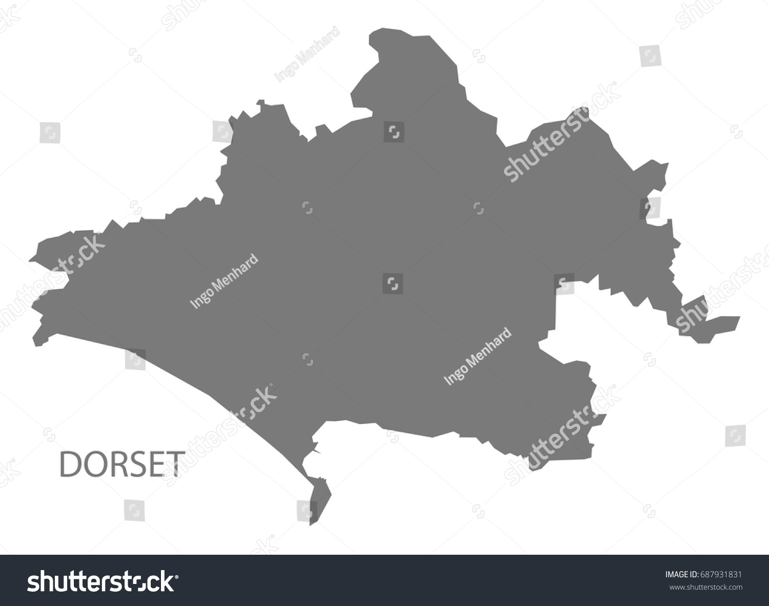Dorset county map England UK grey illustration - Royalty Free Stock ...