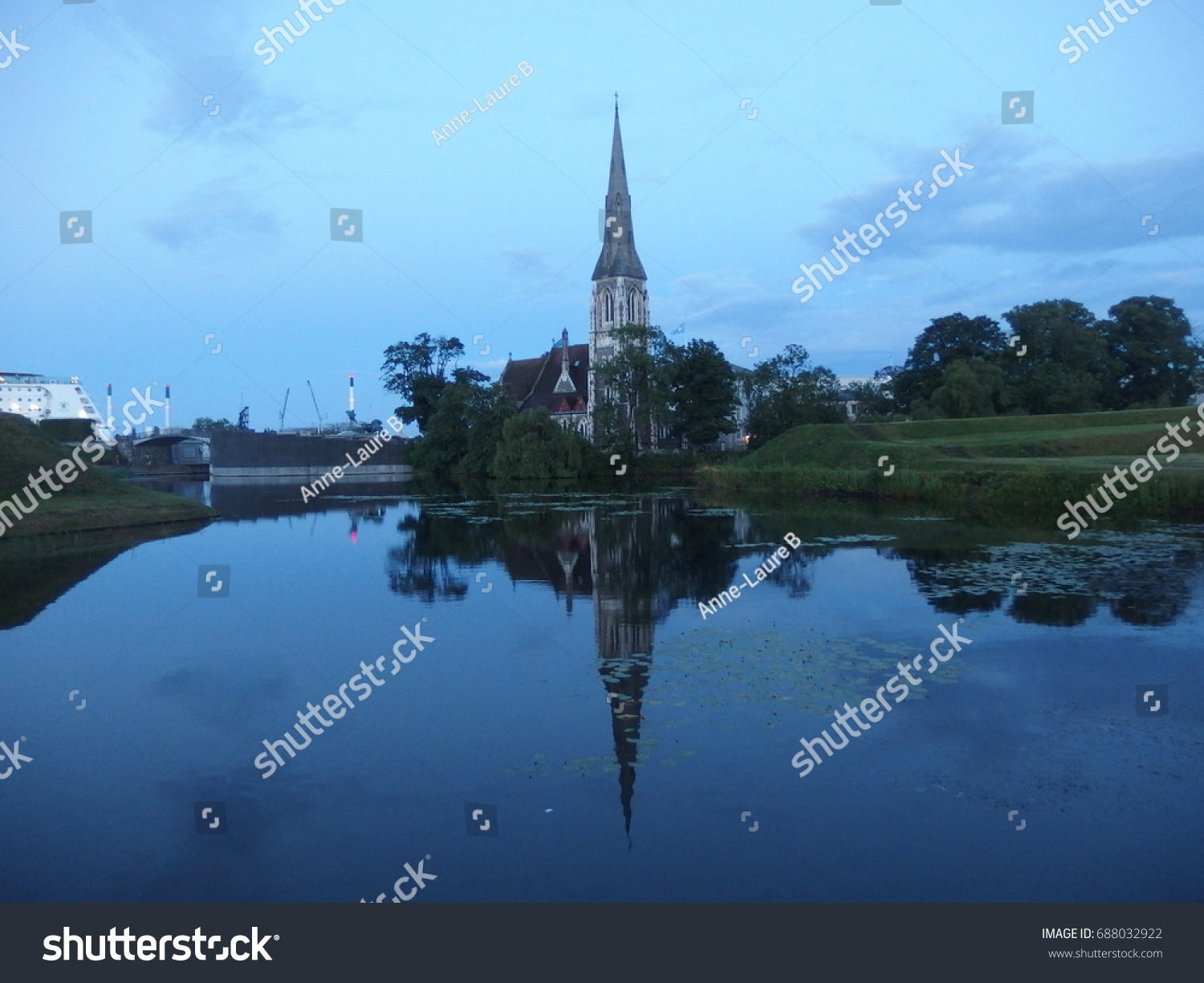 A church and its reflection in Copenhagen #688032922