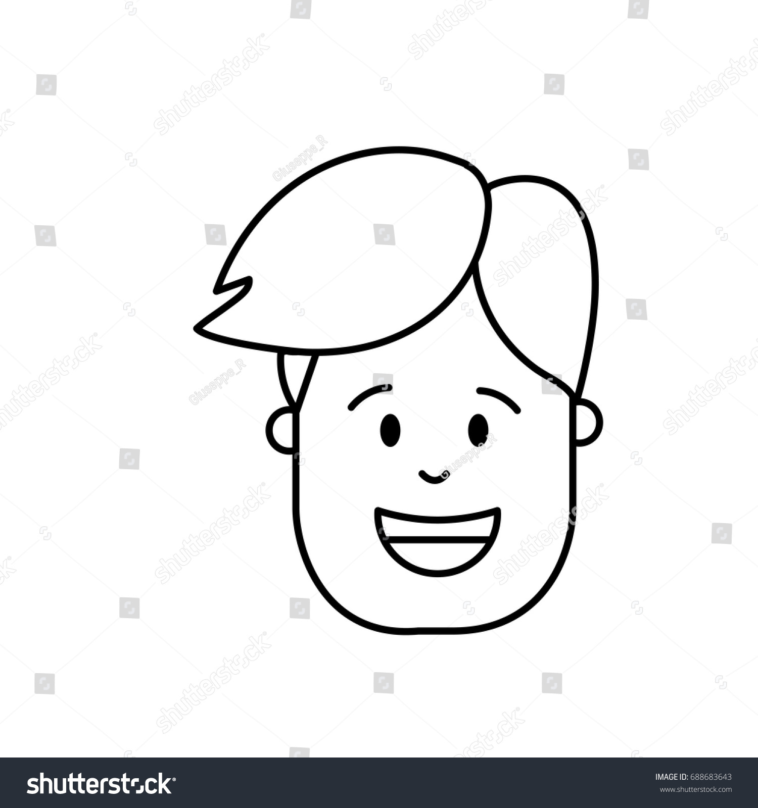 Line Man Head With Hairstyle Design Royalty Free Stock Vector