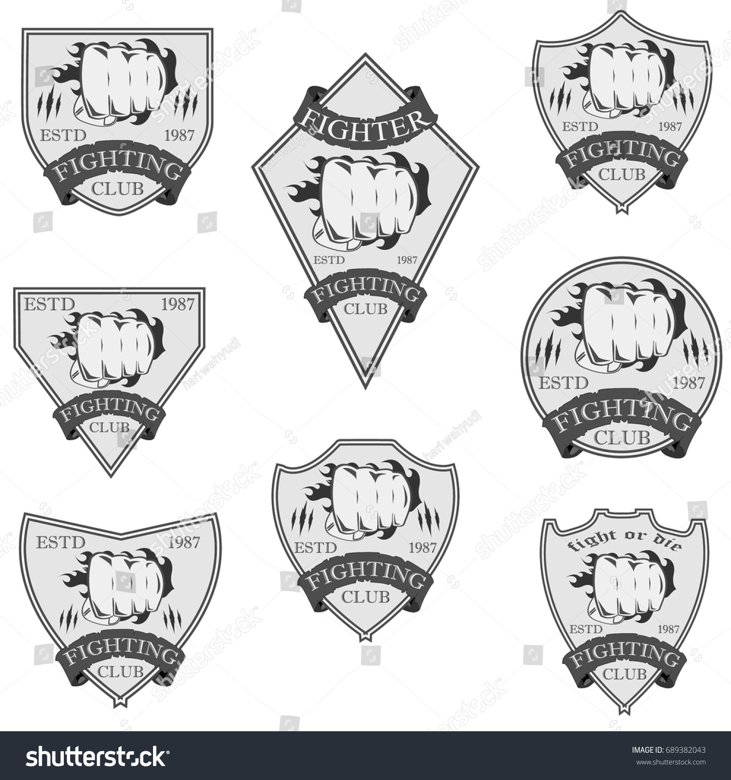 fighting fighter club logo badge - Royalty Free Stock Vector 689382043 ...