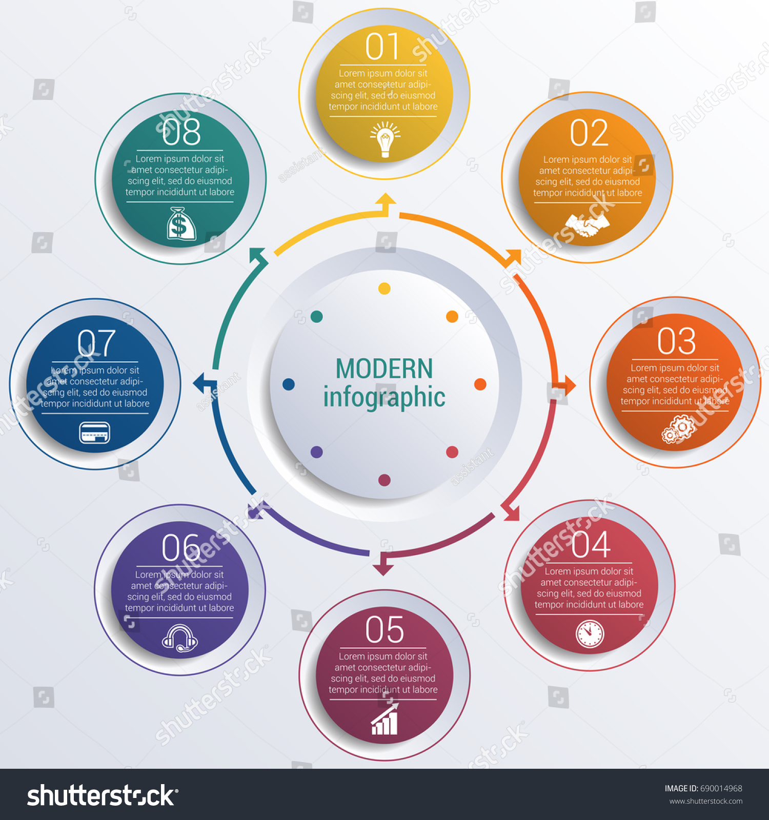 Pattern for infographic 8 positions colorful - Royalty Free Stock ...