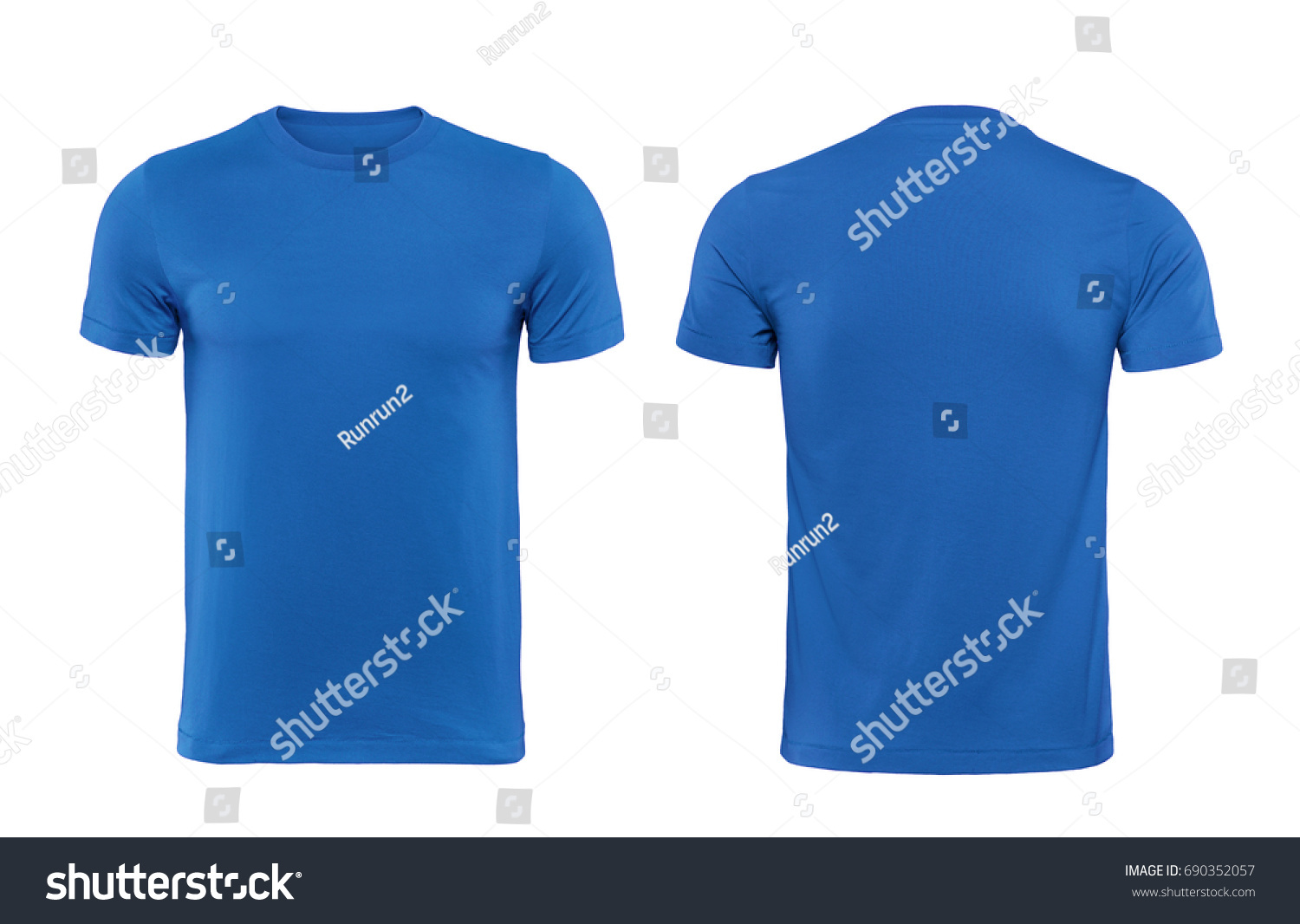 Blue blank t shirt template isolated on white with clipping path. #690352057