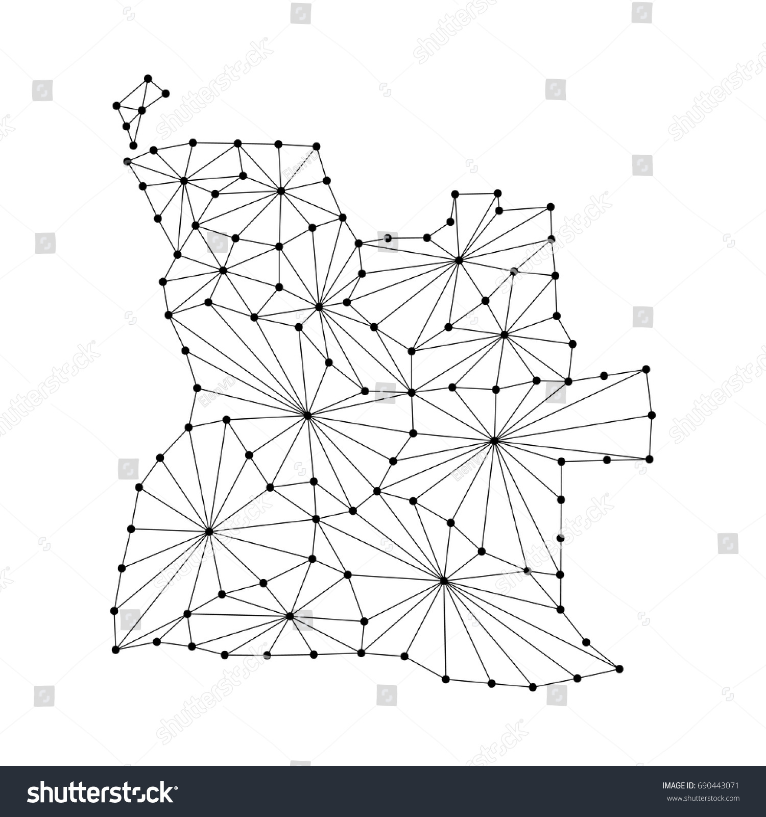 Angola Map Of Polygonal Mosaic Lines Network Royalty Free Stock