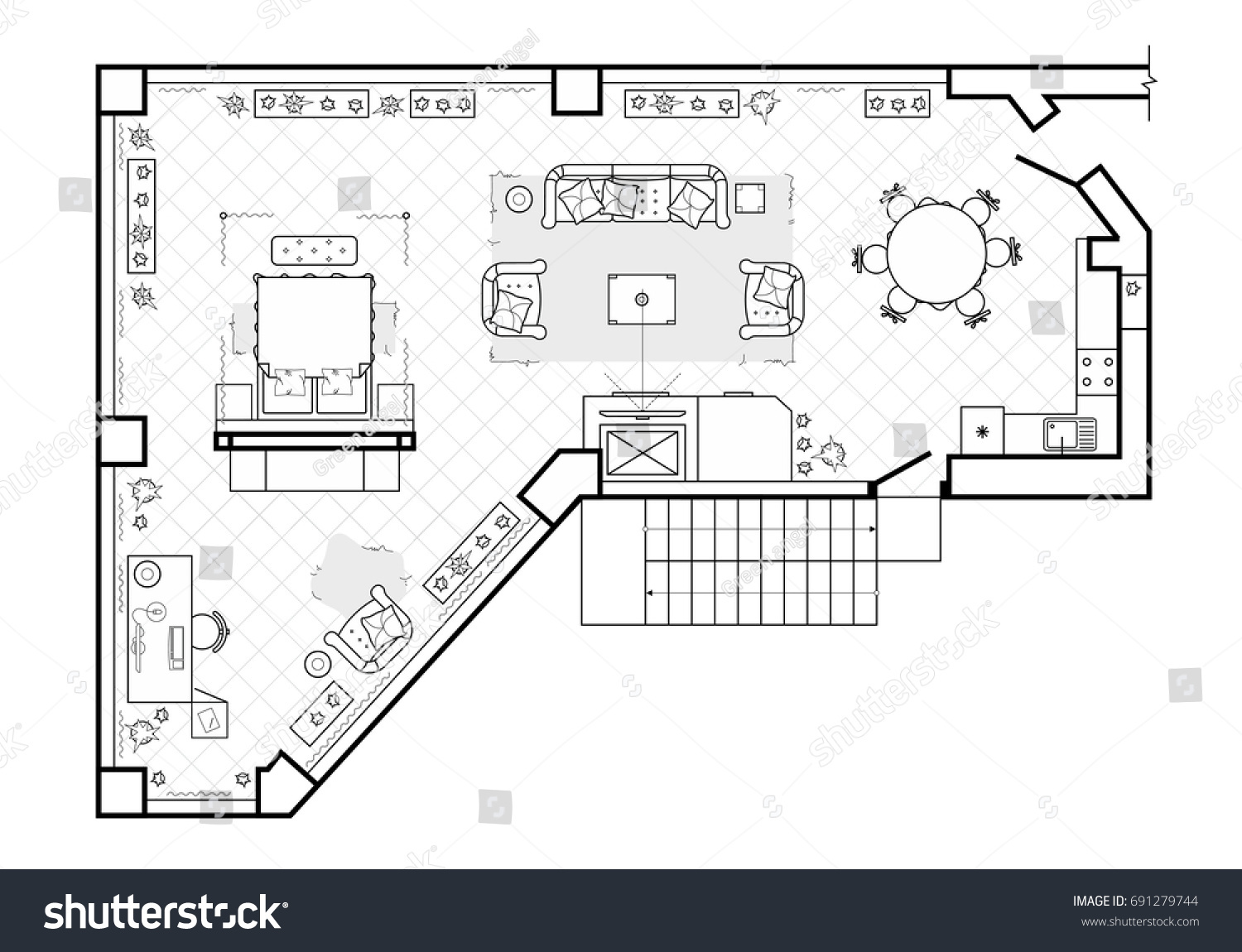 Floor plan, top view. The interior design - Royalty Free Stock Vector ...