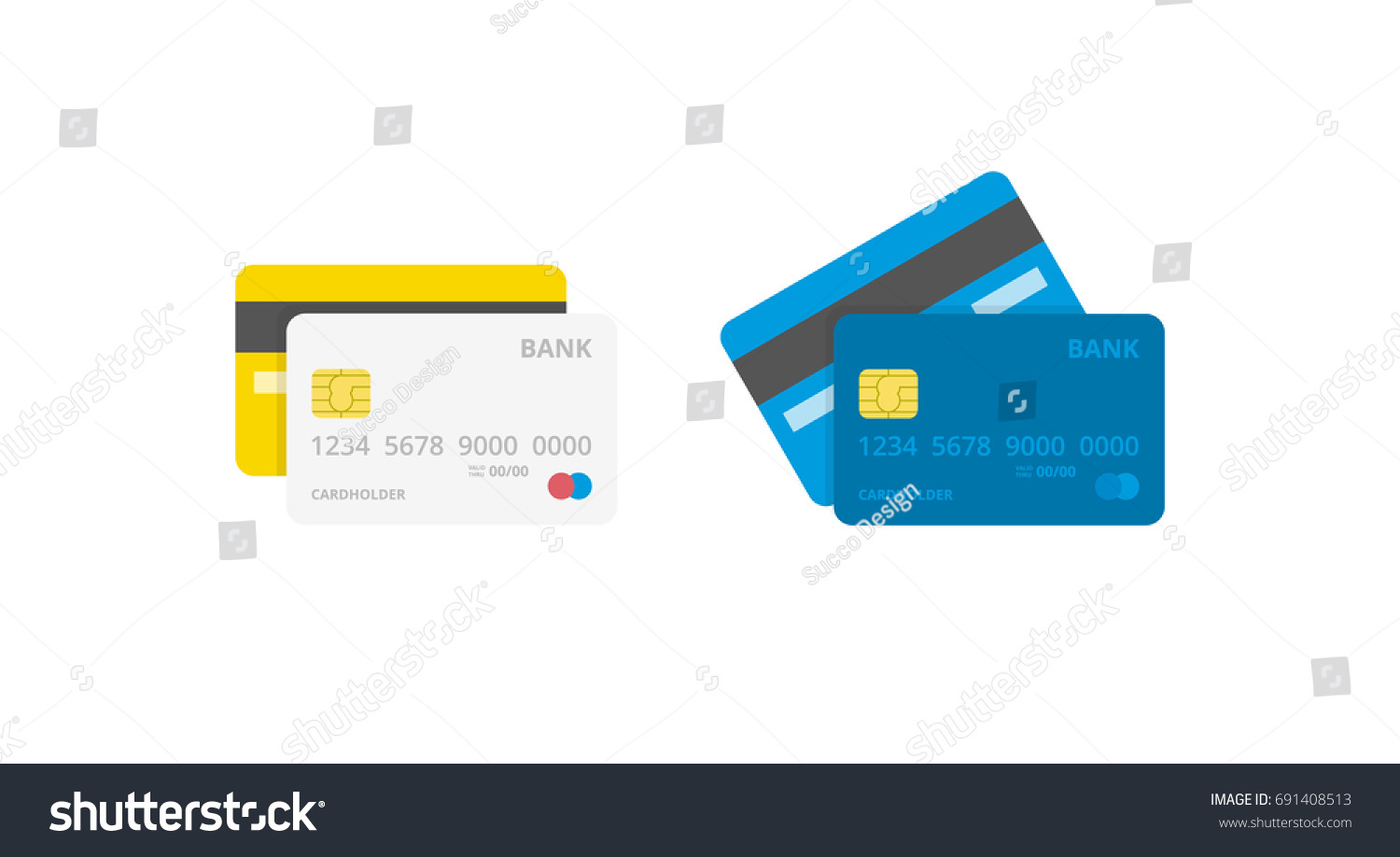 Credit Cards illustrations. Front and Back views. #691408513