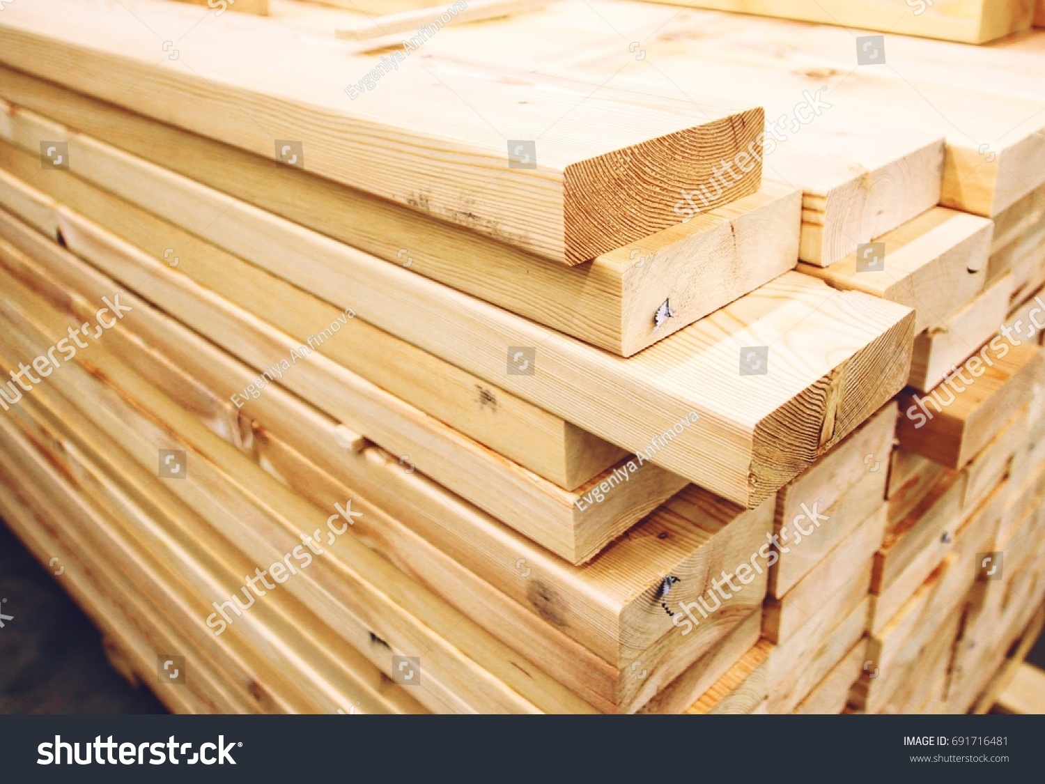 Wooden planks, lining, boards for construction works #691716481