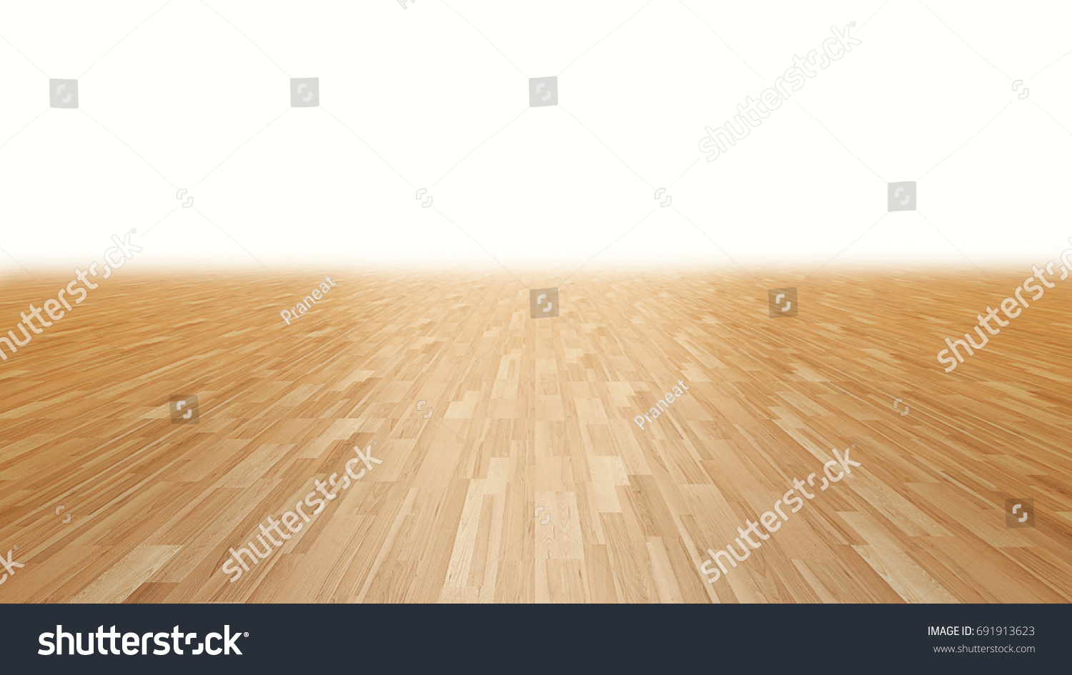 Wood floor fading into white background 3d rendering perspective #691913623