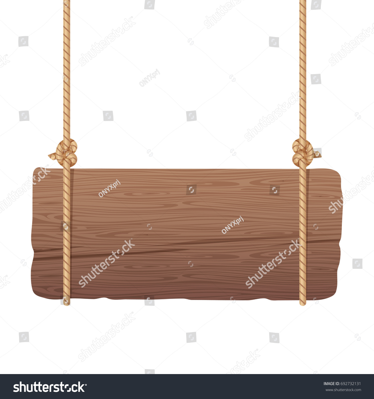 Wooden singboard hanging on ropes