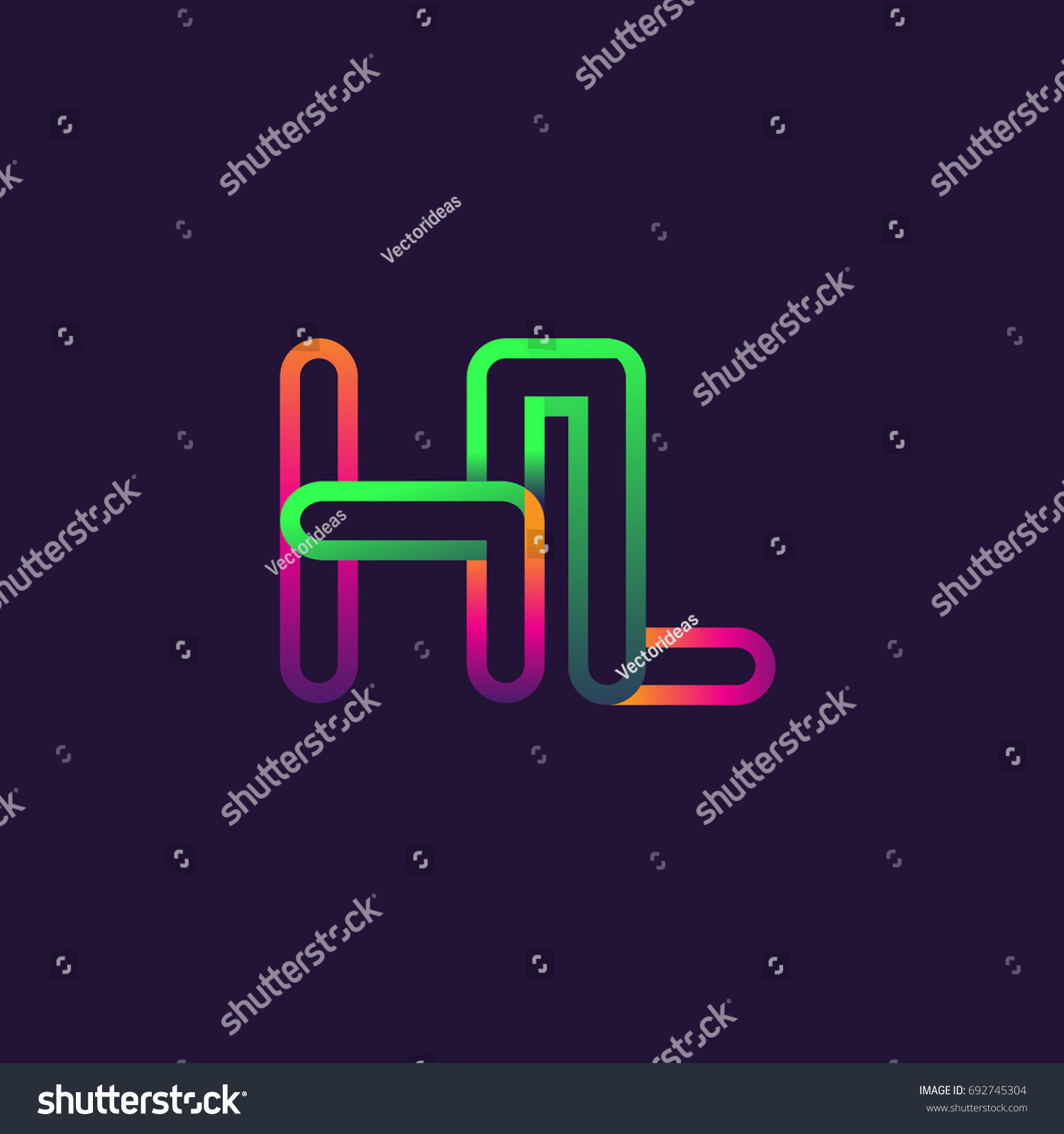 initial logo letter HL, linked outline rounded - Royalty Free Stock ...