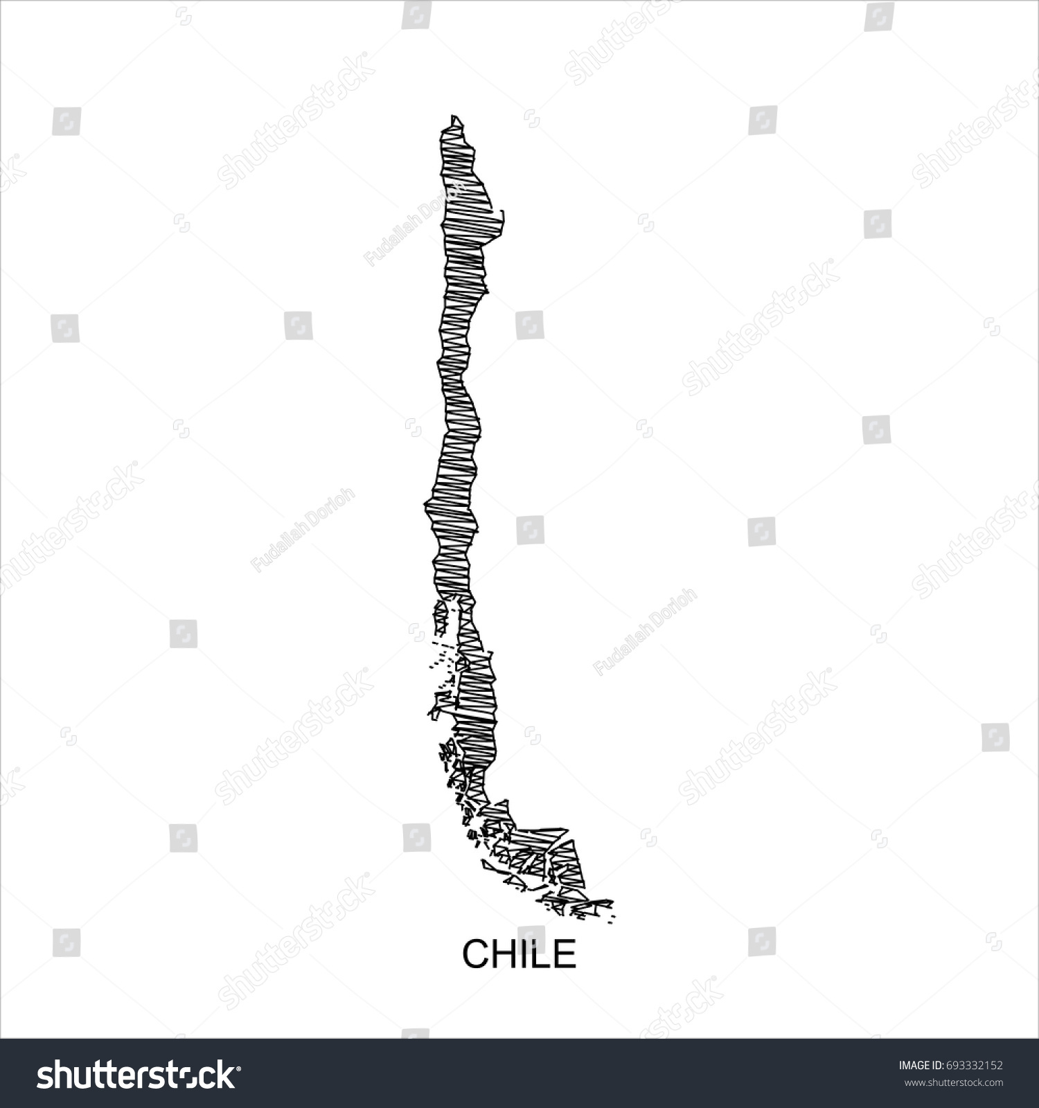 high detailed vector map.Chile map Line black. - Royalty Free Stock ...