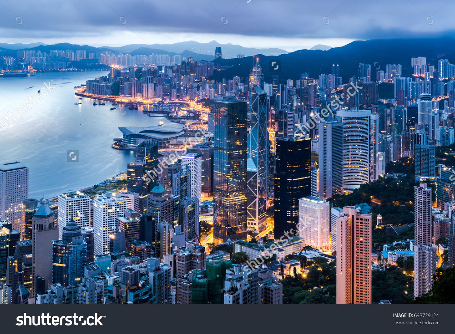 Hong Kong city view from The Peak at twilight #693729124