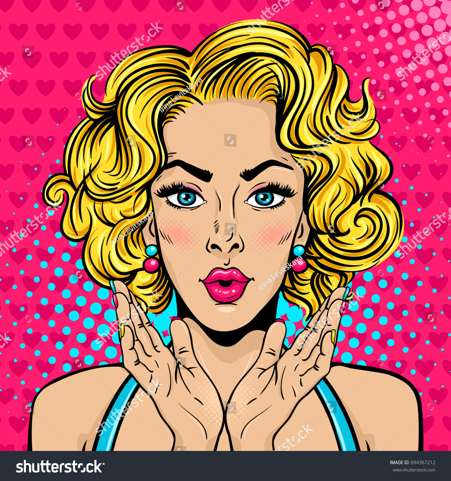 Wow Pop Art Female Face Sexy Young Woman With Royalty Free Stock