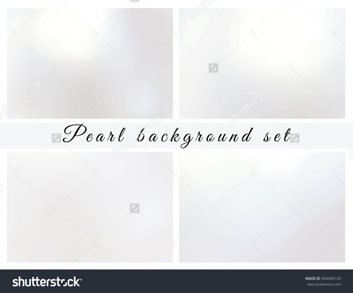 Pearl background set. Shiny wallpaper. Card template. Light paper. White texture. Made with mesh gradient without clipping mask. Vector illustration . #694496149