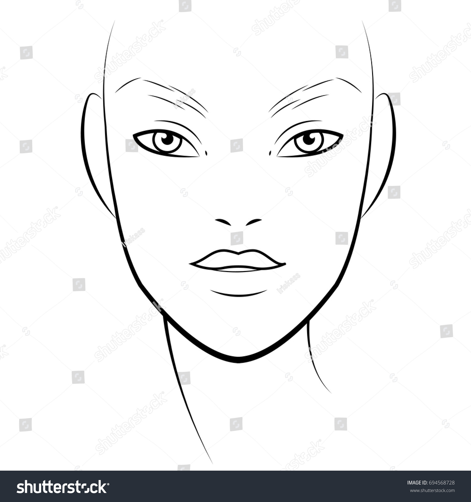 Men Face chart Makeup Artist Blank. Template. - Royalty Free Stock ...