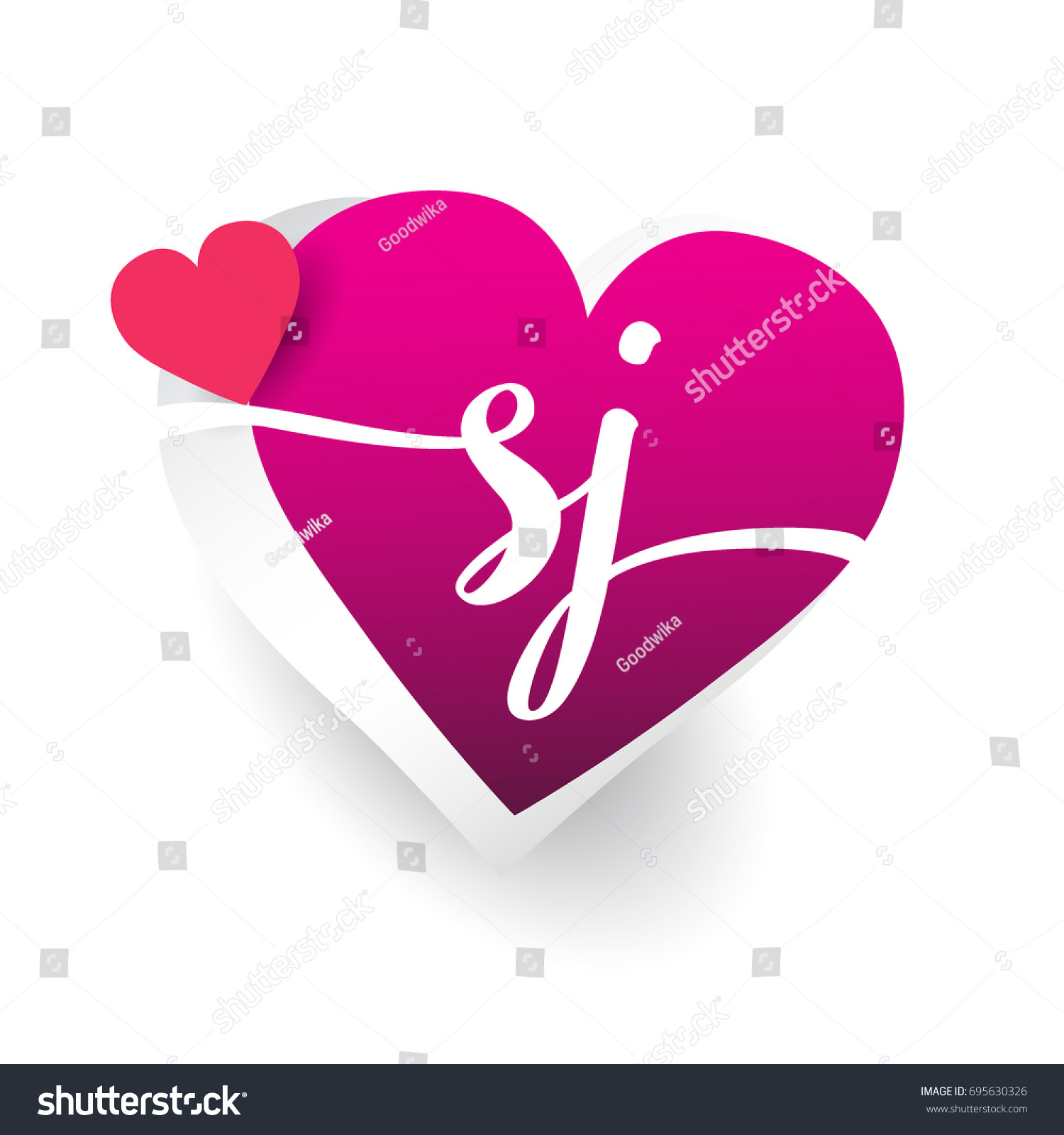 initial logo letter SJ with heart shape red - Royalty Free Stock Vector ...