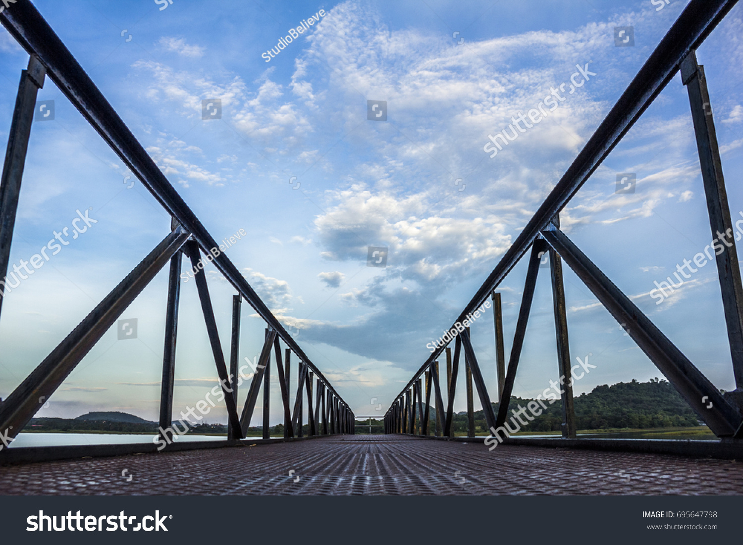 the bridge walkway sky background Thailand #695647798