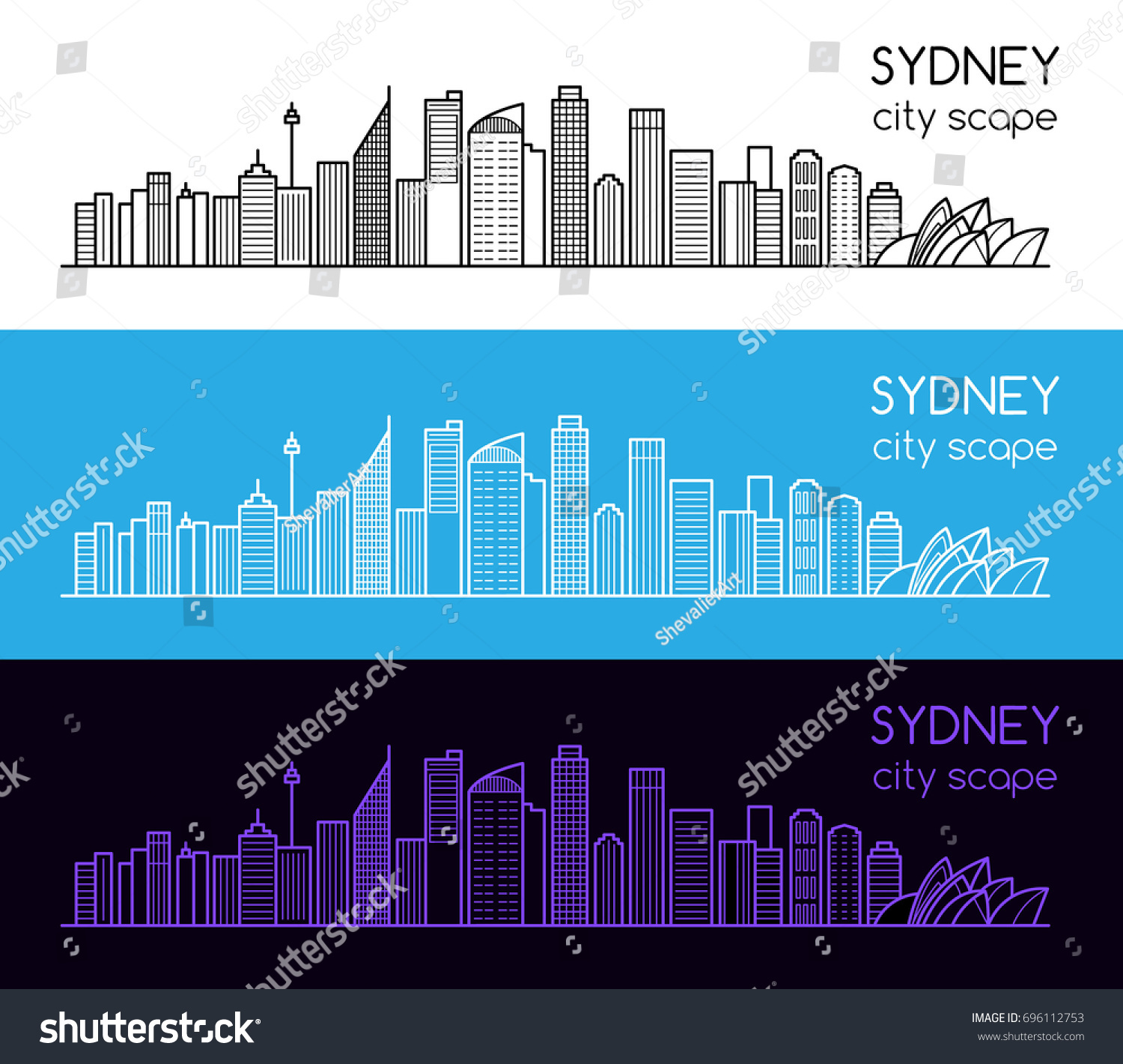 Sydney cityscape outline background. Modern - Royalty Free Stock Vector ...