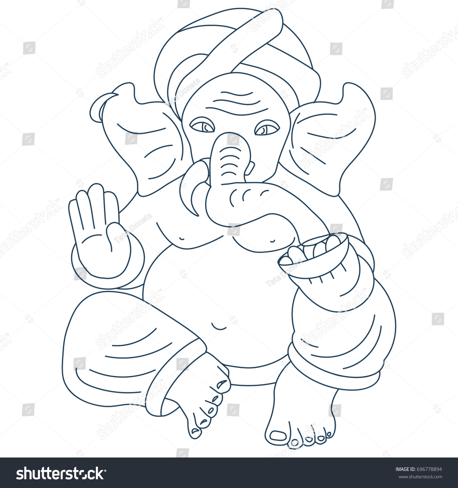 Vector line art or linear illustration of Hindu - Royalty Free Stock ...