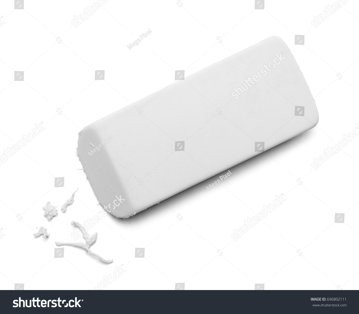 Used White Eraser Top View Isolated on White Background. #696802111