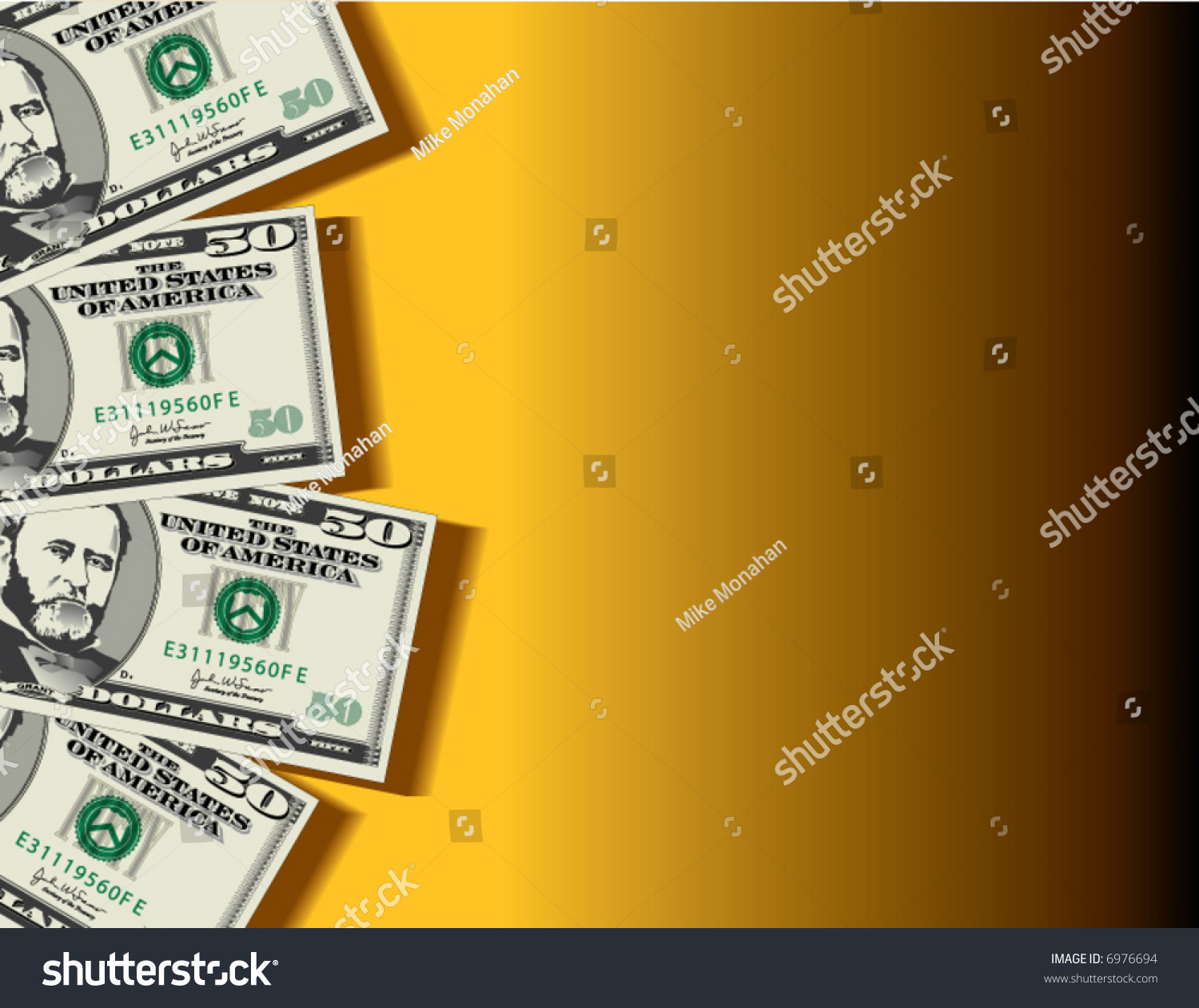 A vector background showing four fifty dollar bills with space for text #6976694