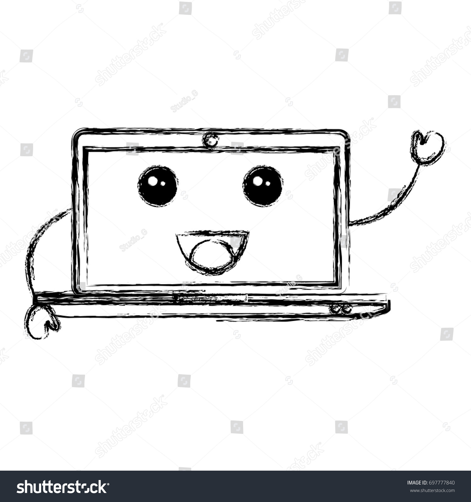 computer laptop kawaii character - Royalty Free Stock Vector 697777840 ...