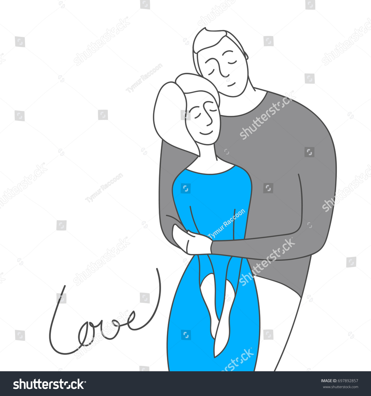Embraces Of A Loving Couple Vector Illustration Royalty Free Stock Vector 697892857 