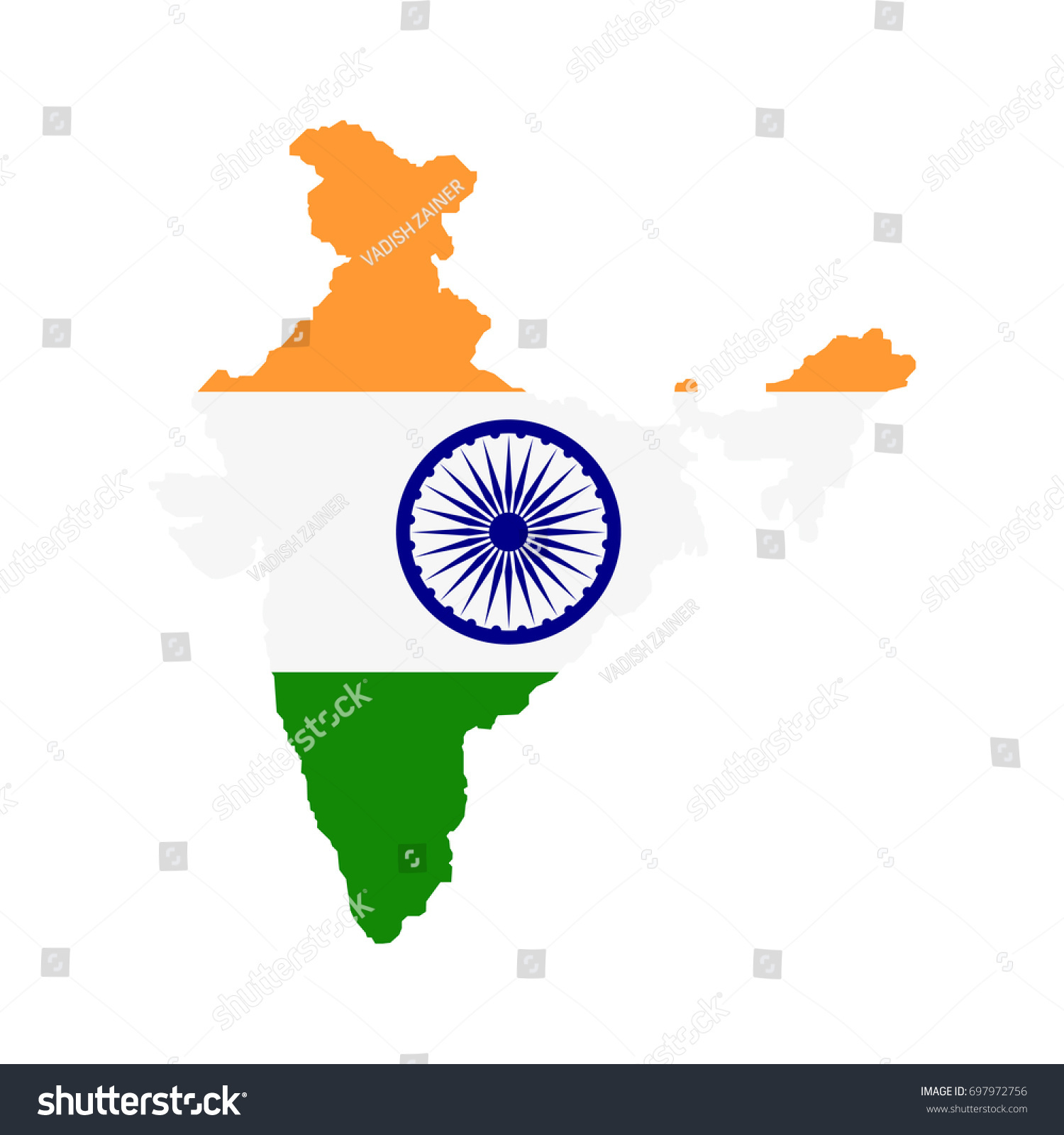 Indian Map And Flag Flat Vector Illustration Royalty Free Stock