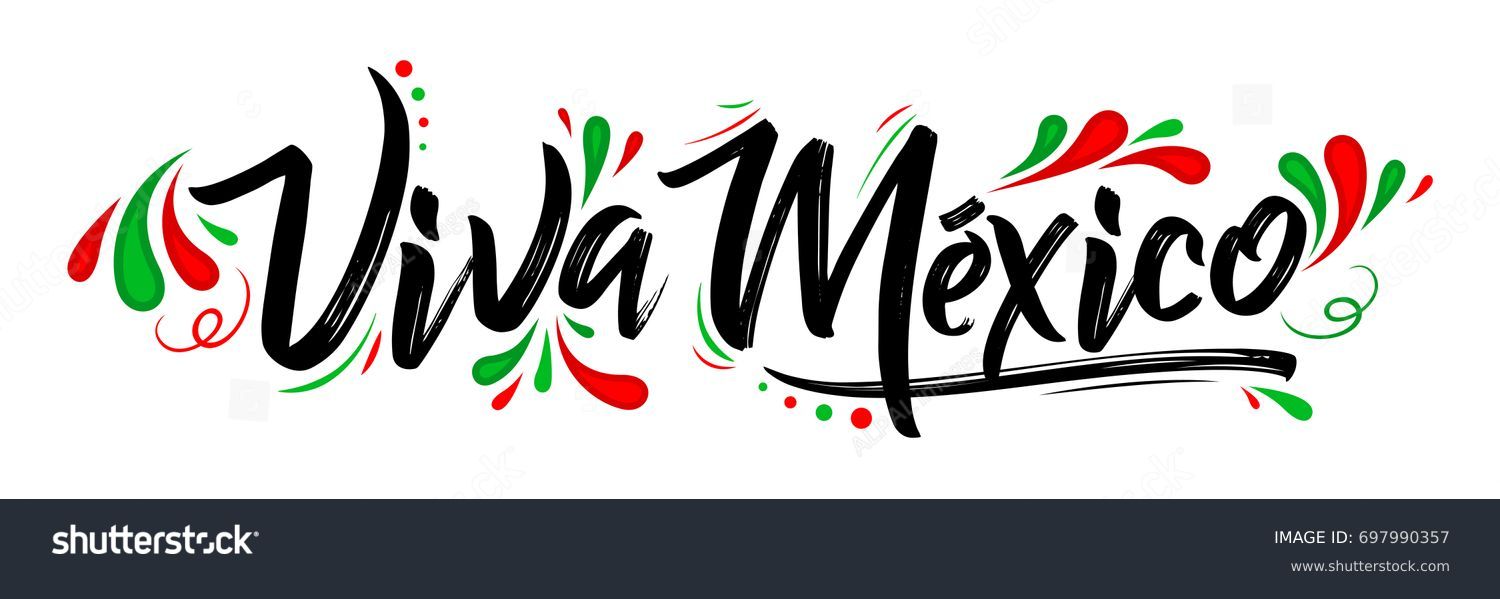 Viva Mexico, traditional mexican phrase holiday, lettering vector illustration #697990357