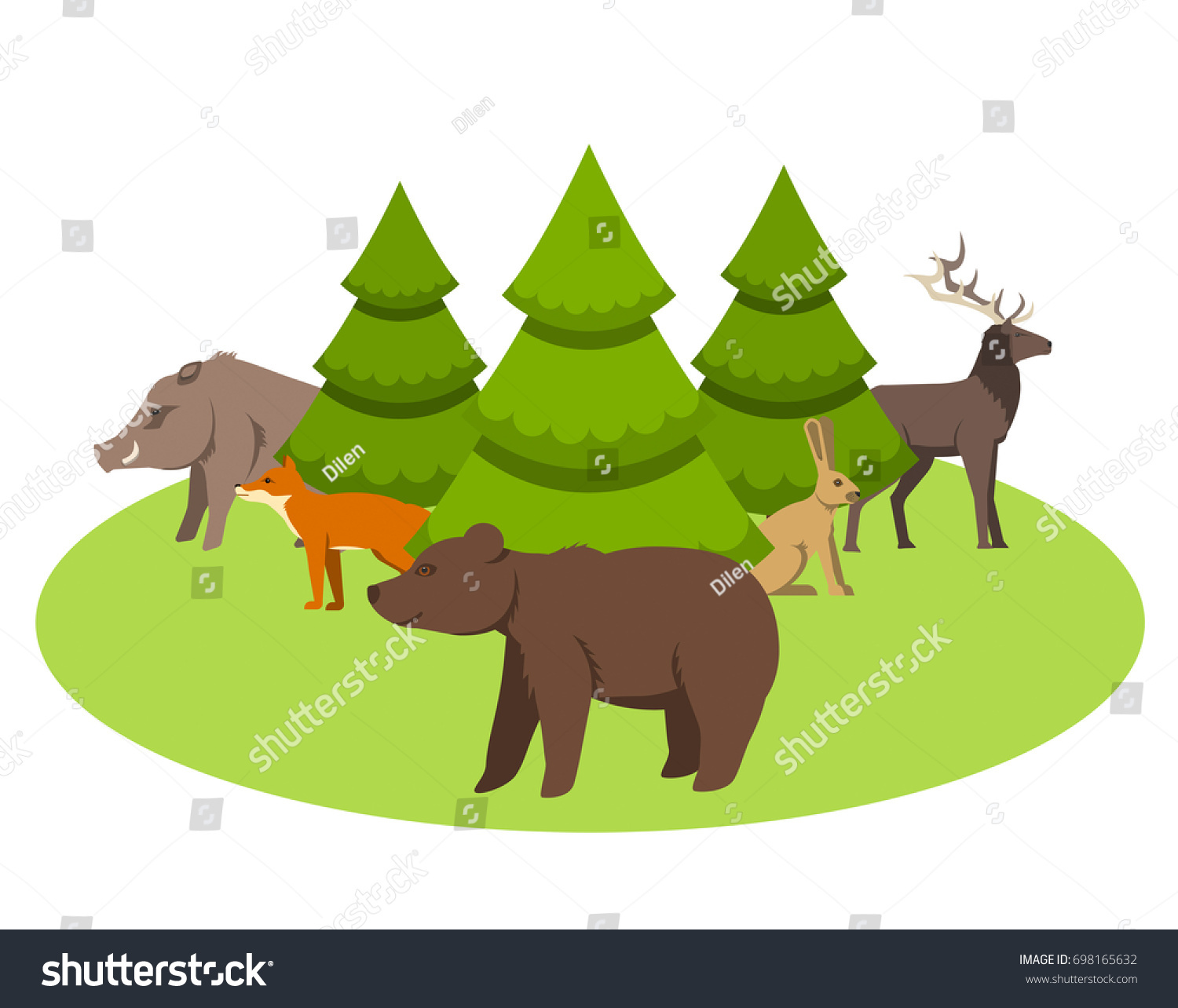 Animals living in Eurasia, a protected area, a - Royalty Free Stock