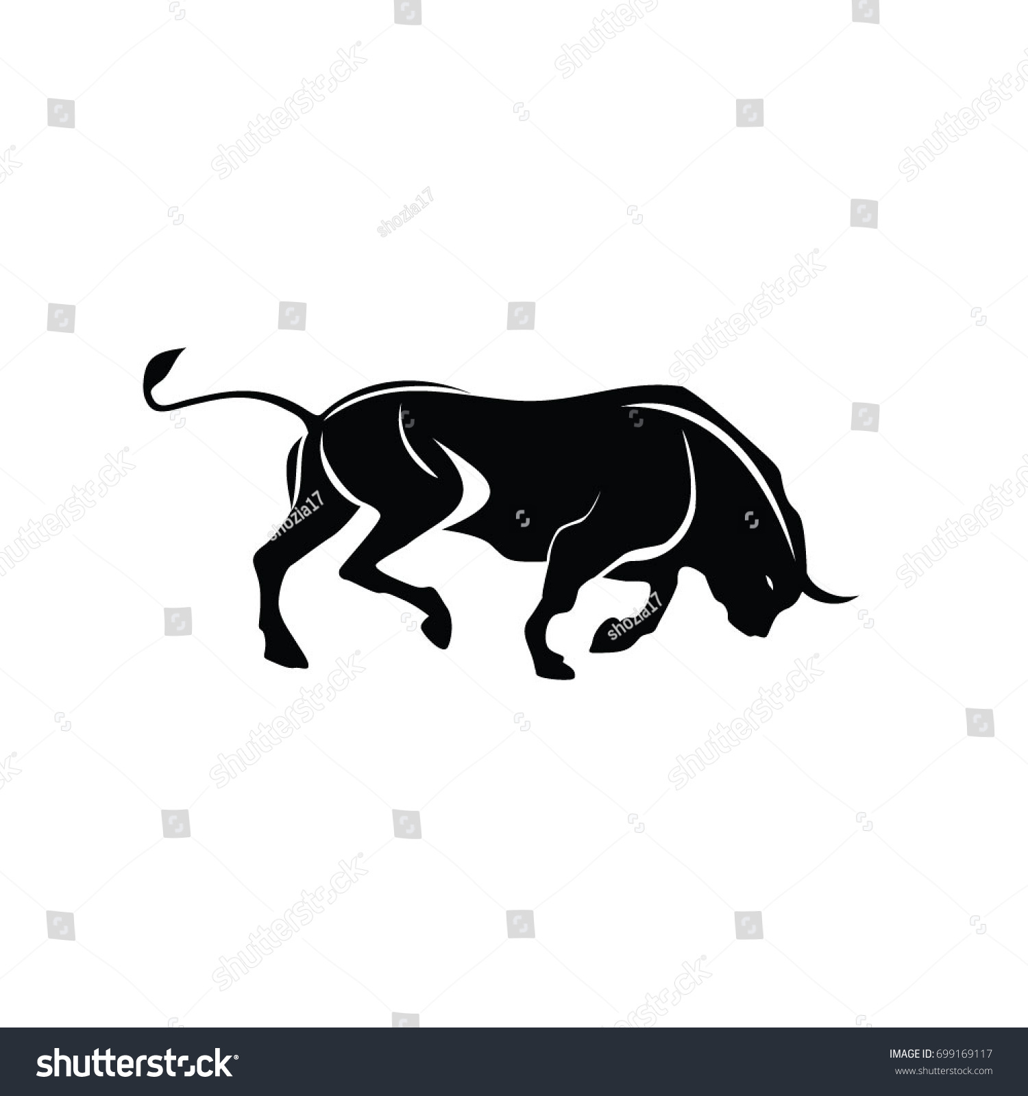 bull silhouette angry - Royalty Free Stock Vector 699169117 - Avopix.com