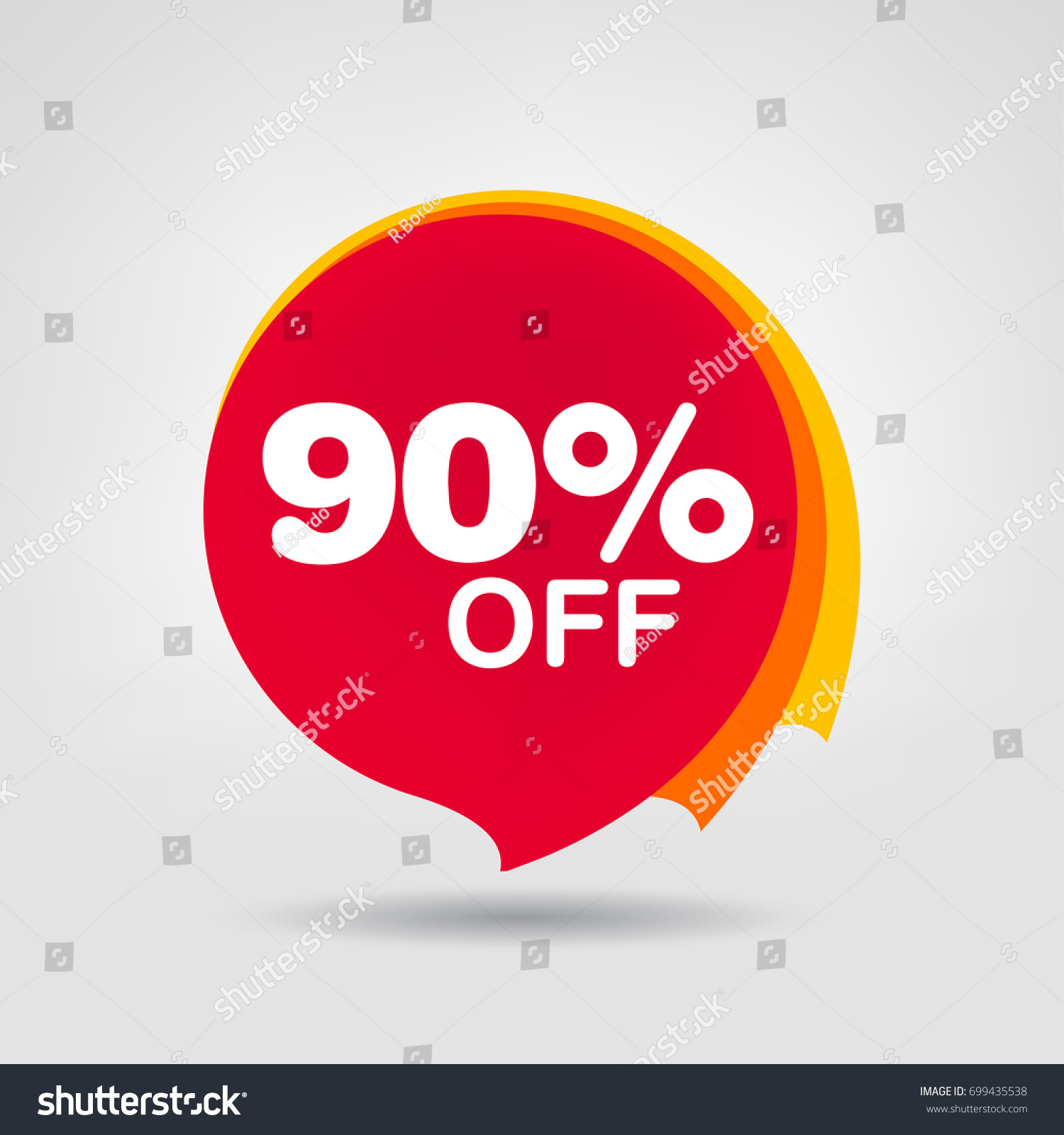 90% OFF Discount Sticker. Sale Red Tag Isolated Vector Illustration. Discount Offer Price Label, Vector Price Discount Symbol. #699435538