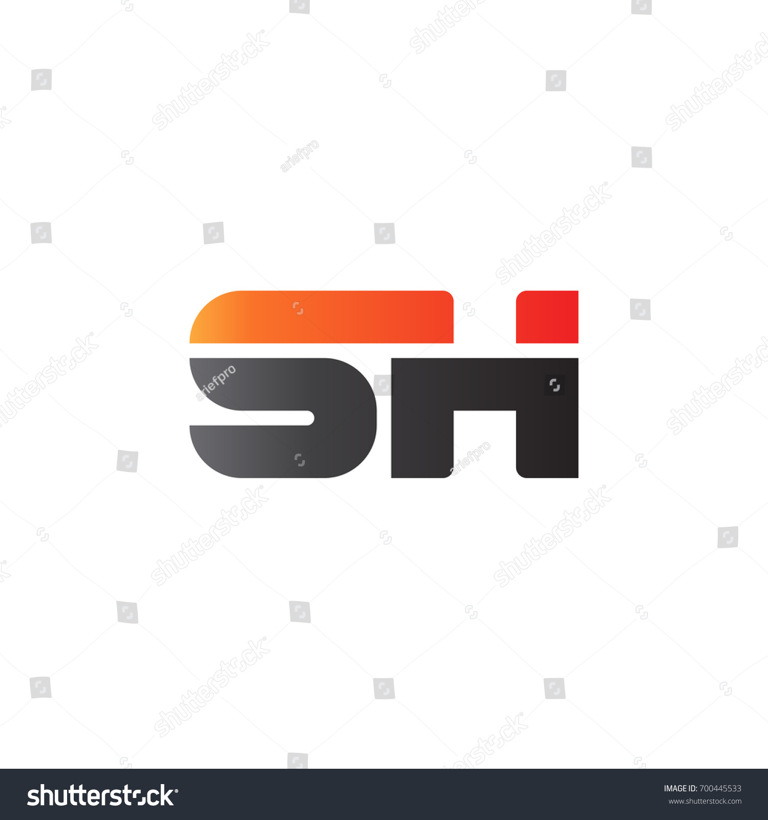 Initial letter SH, straight linked line bold - Royalty Free Stock ...