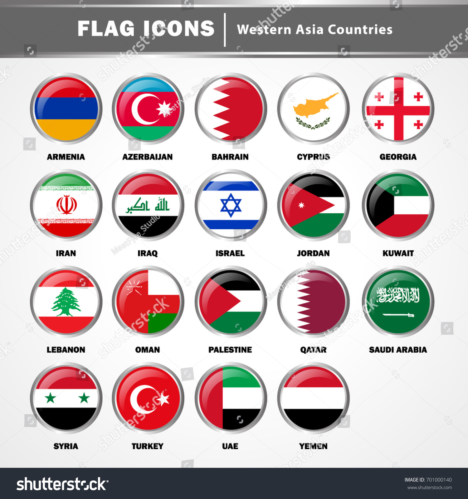 Flag Icons vector - Western Asia Countries - Royalty Free Stock Vector ...