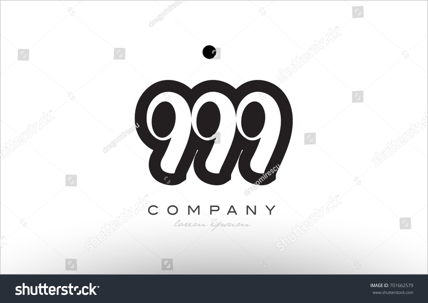 999 number black white bold logo vector creative - Royalty Free Stock ...