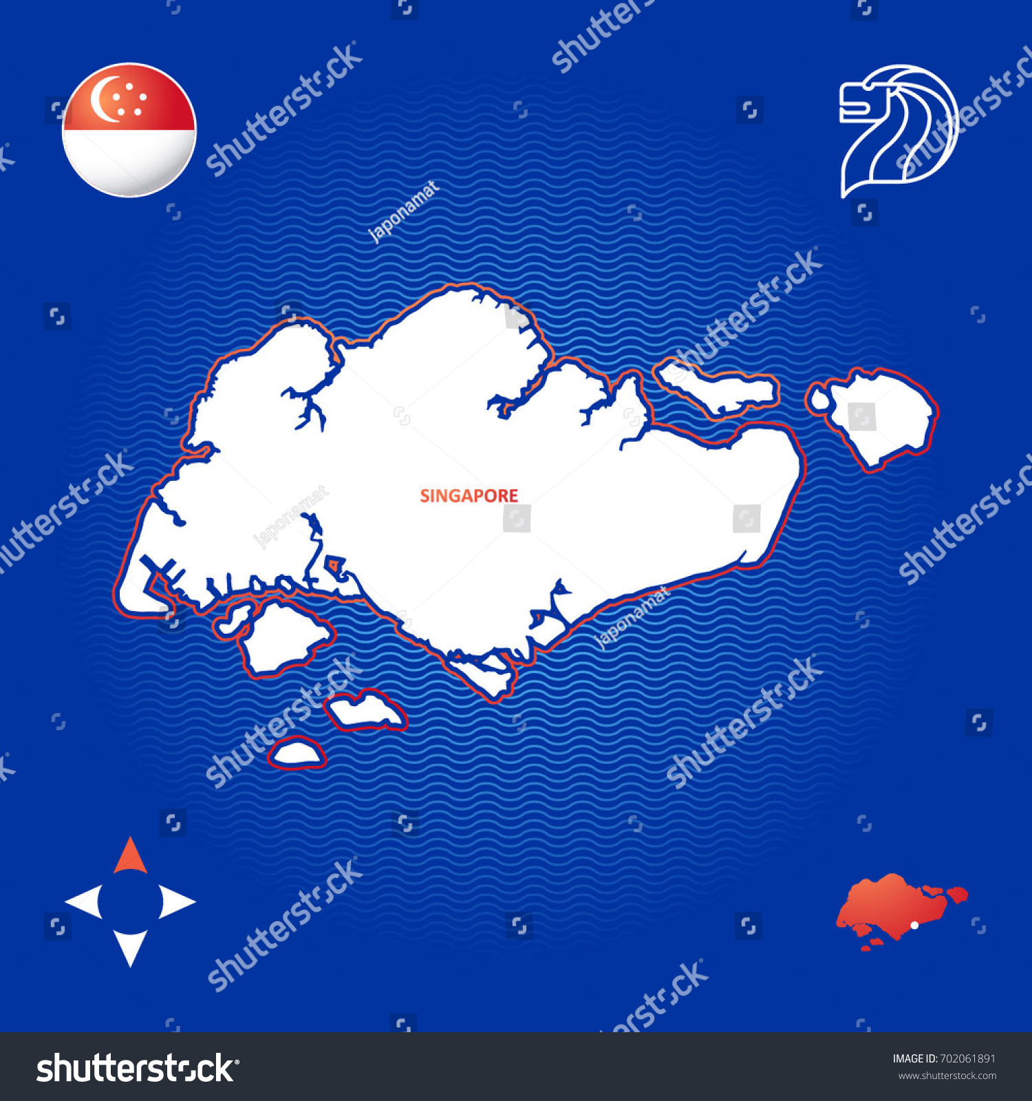 Simple Outline Map Of Singapore - Royalty Free Stock Vector 702061891 ...