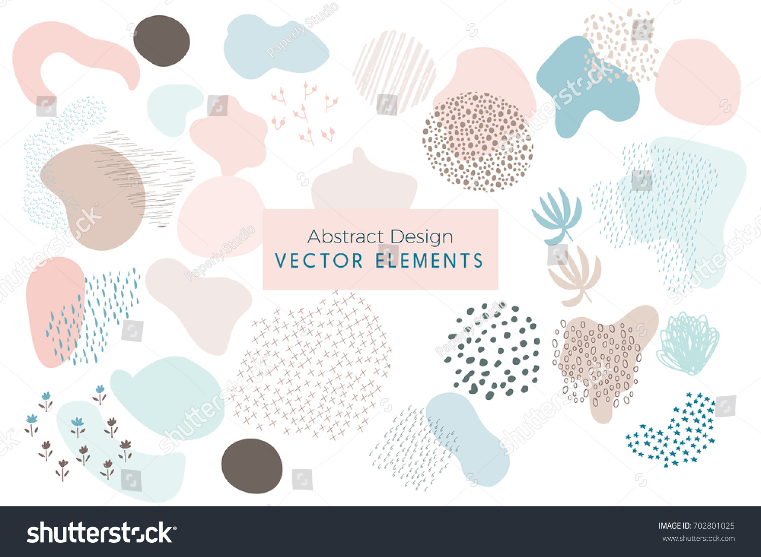 Set of Vector Abstract Brush Strokes, Hand Drawn Design Elements, Organic Shapes, Abstract Backgrounds #702801025