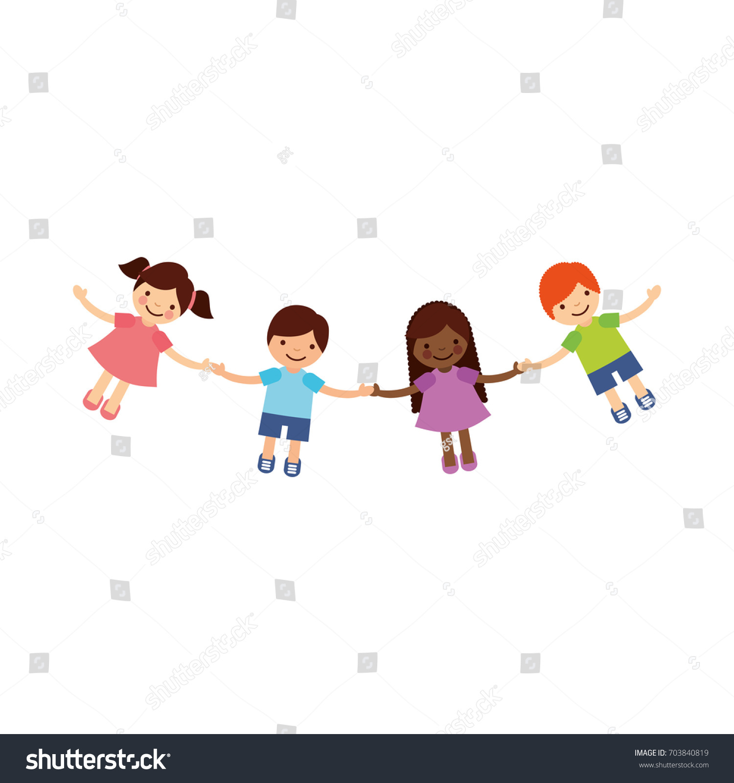 Children holding hands characters - Royalty Free Stock Vector 703840819 ...