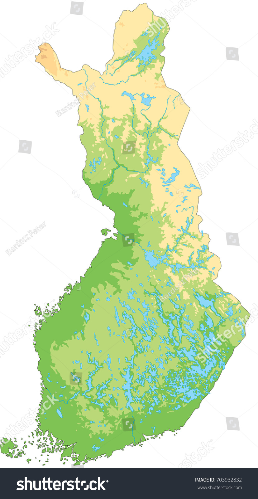 High Detailed Finland Physical Map Royalty Free Stock Vector Avopix 703932832